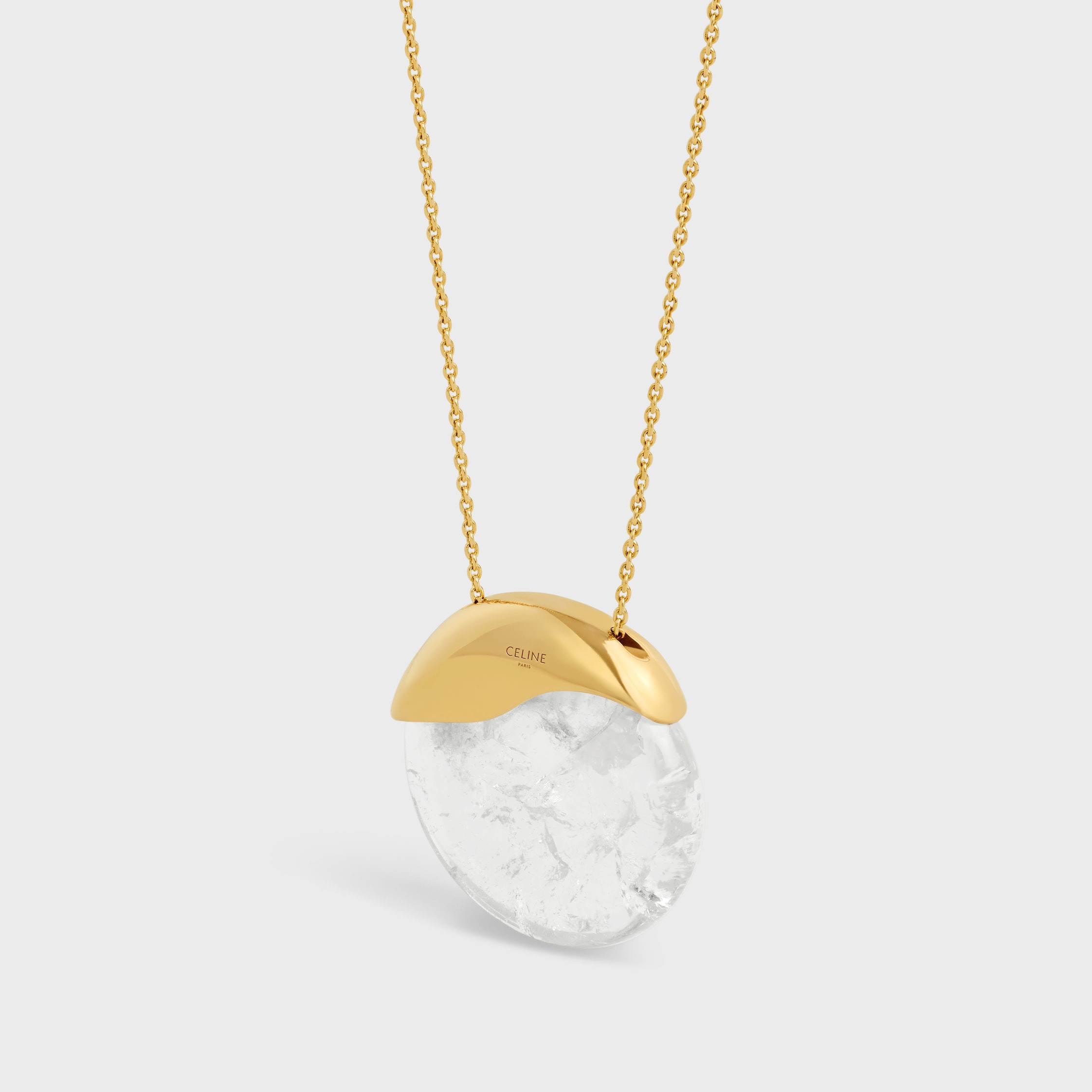 Les Pierres Celine Necklace in Rock Crystal and Brass with Gold Finish - 3