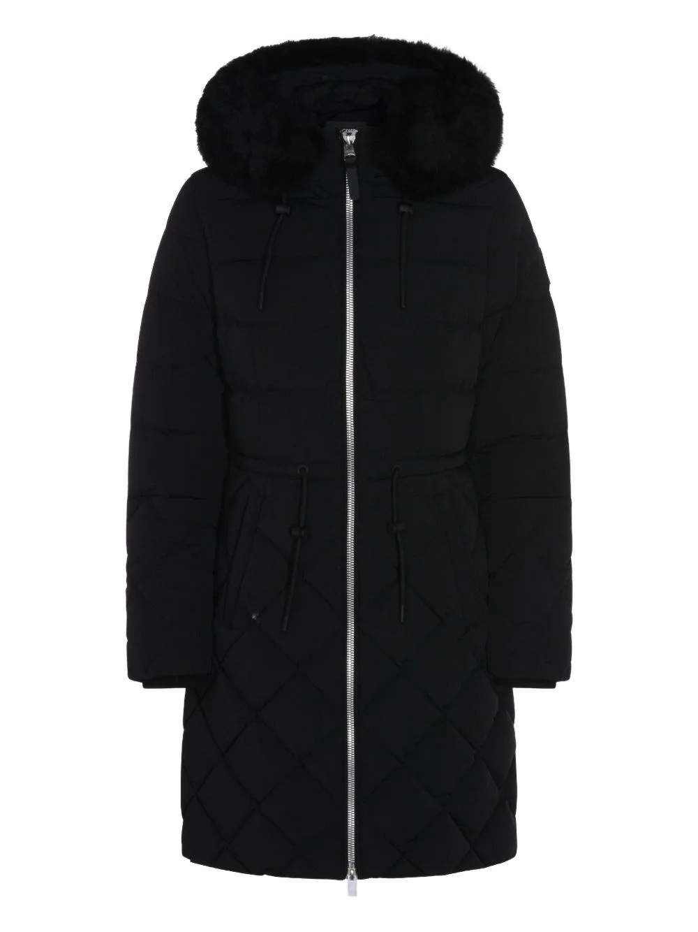fur hooded quilted coat - 1