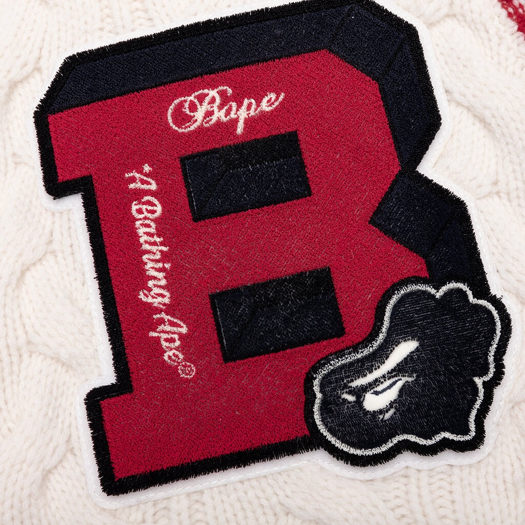 COLLEGE BADGES KNIT CARDIGAN - IVORY - 3