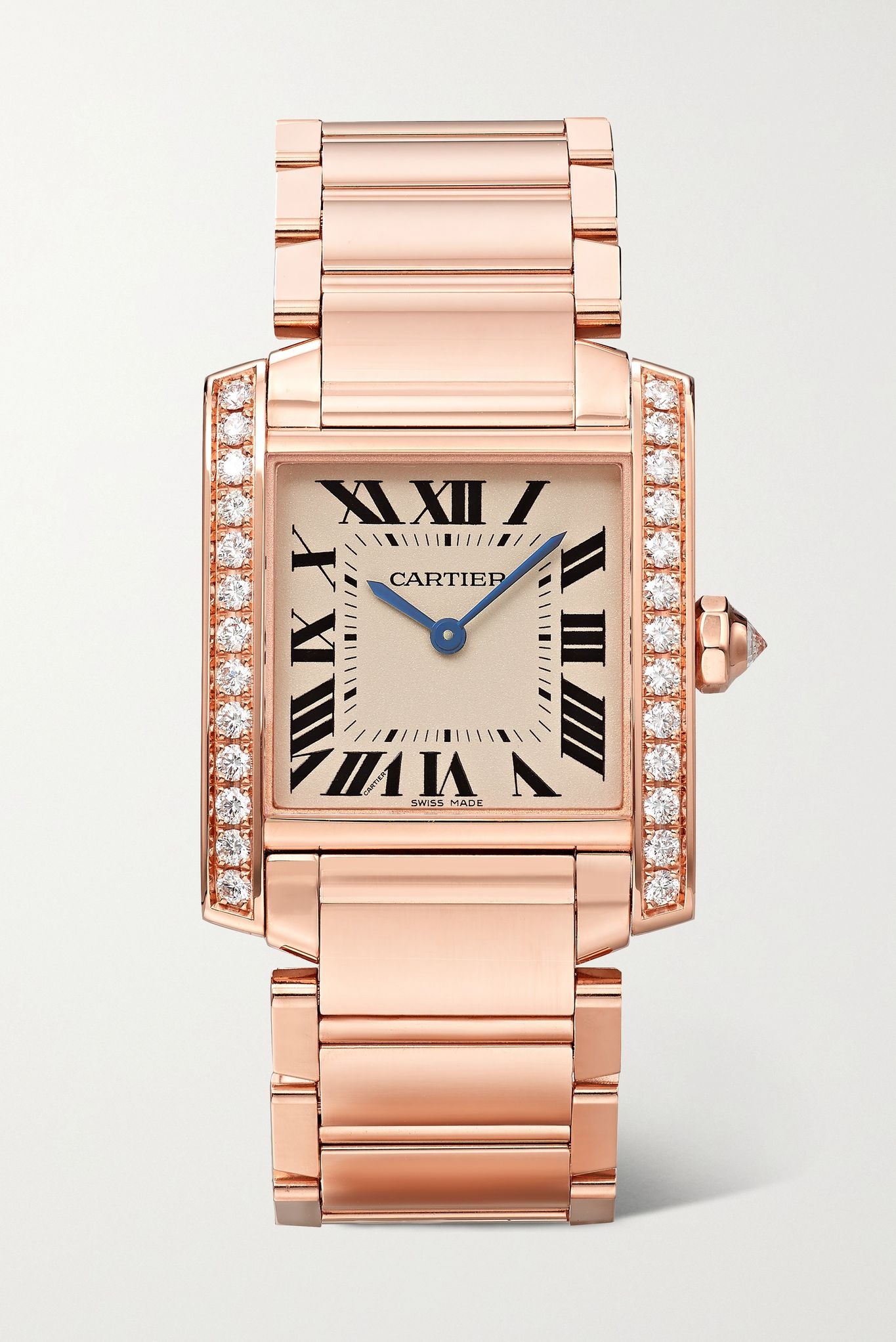 Tank Française 25mm medium 18-karat rose gold diamond watch - 1