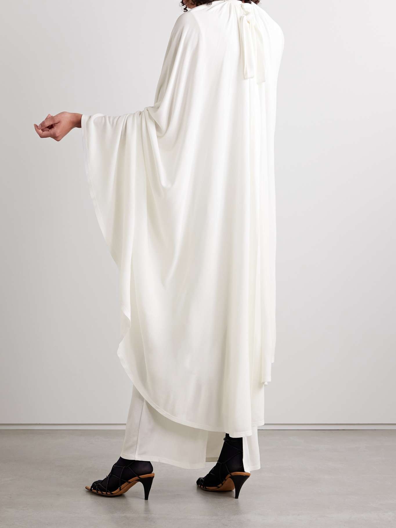 Cape-effect layered gathered crepe-jersey maxi dress - 3