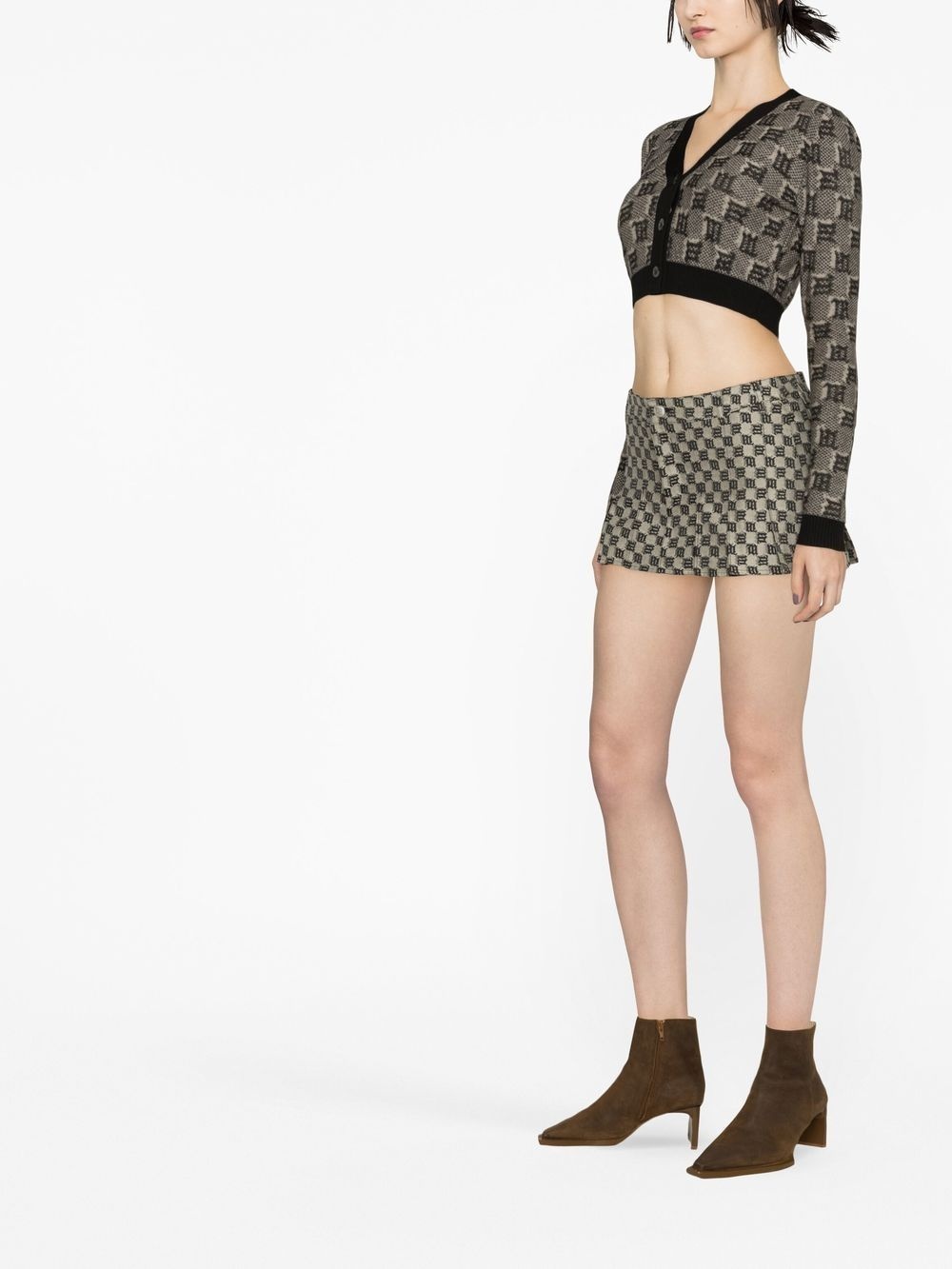 monogram-pattern pleated mini skirt - 4