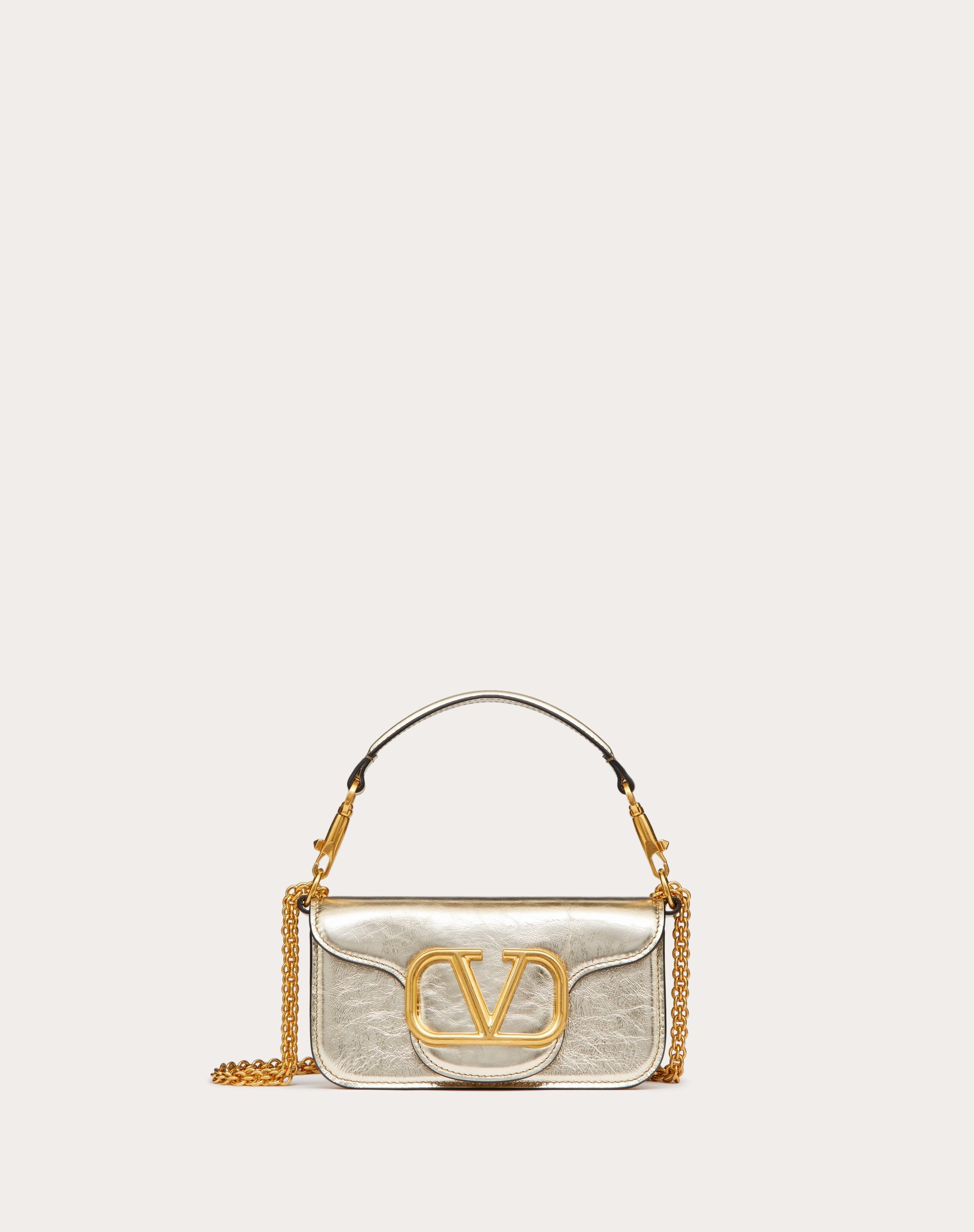 SMALL VALENTINO GARAVANI LOCÒ METALLIC CALFSKIN SHOULDER BAG - 1