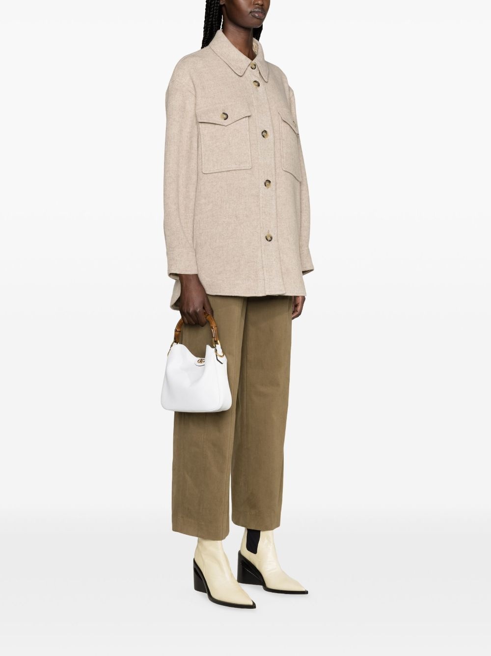 Harveli button-up brushed coat - 3