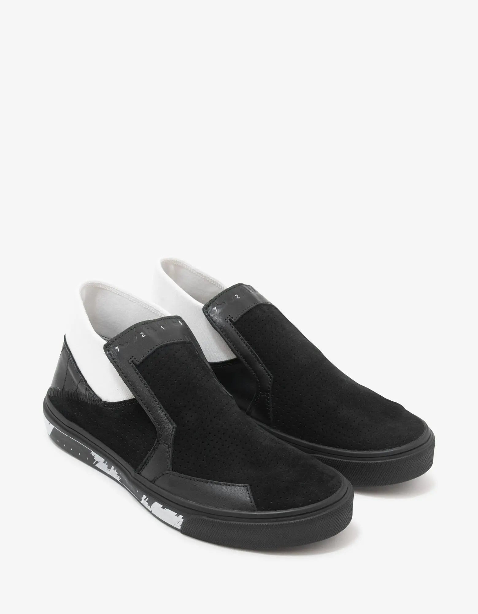 Stone Island Shadow Project Black Leather Slip-On Trainers - 1