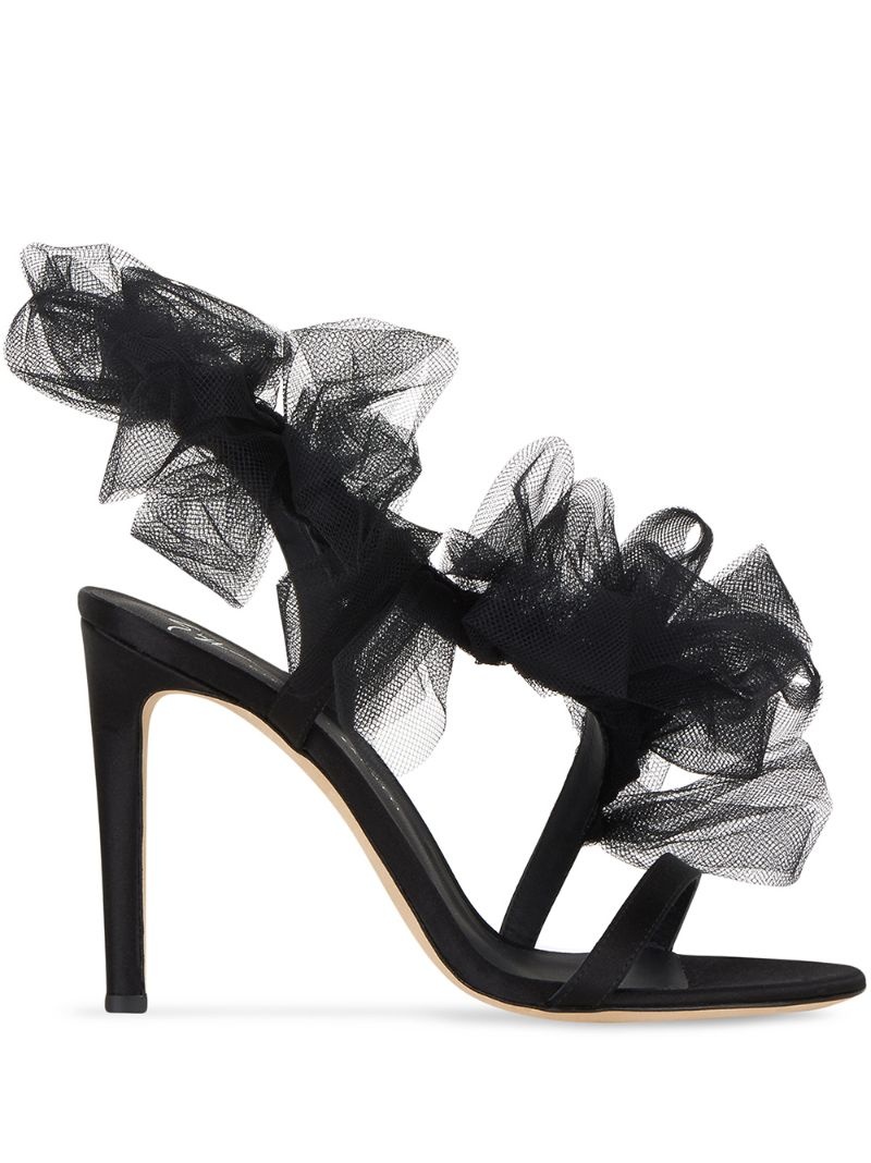 Nausica tulle-strap satin sandals - 1