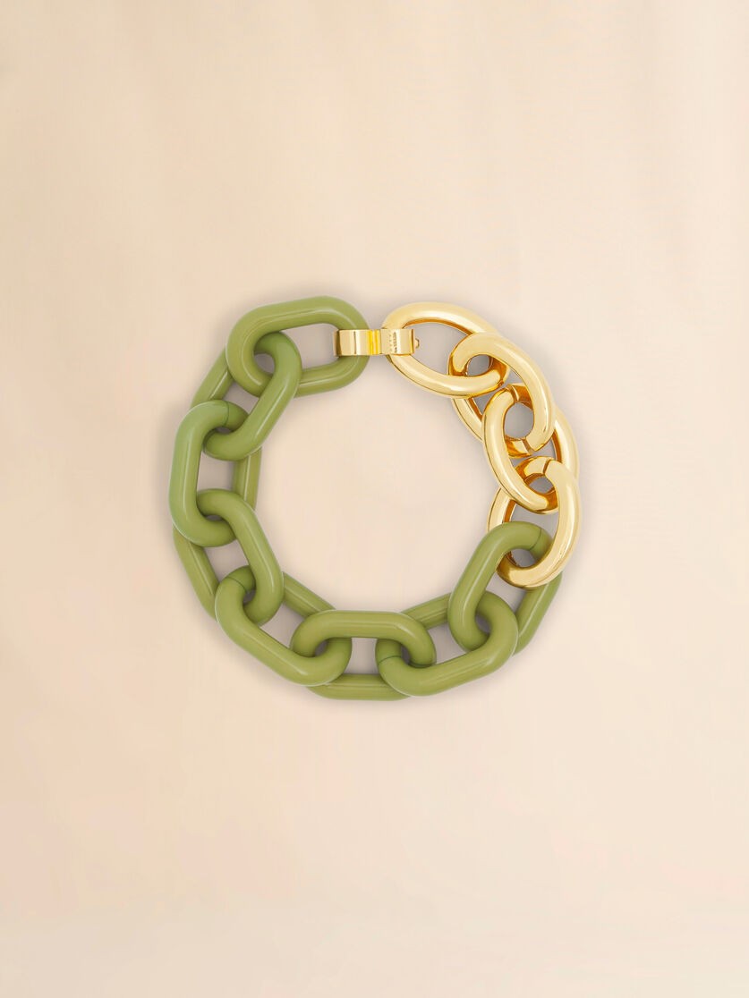 GREEN RESIN CHAIN NECKLACE - 1