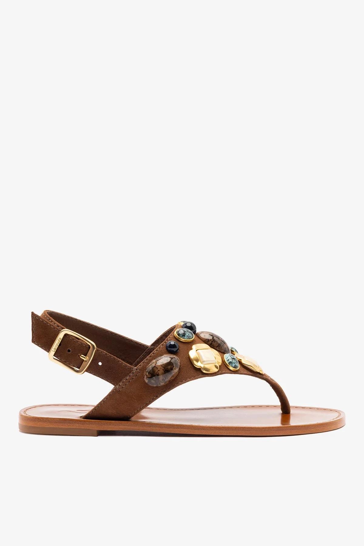 Talitha Flat Sandal In Brown Leather - 1