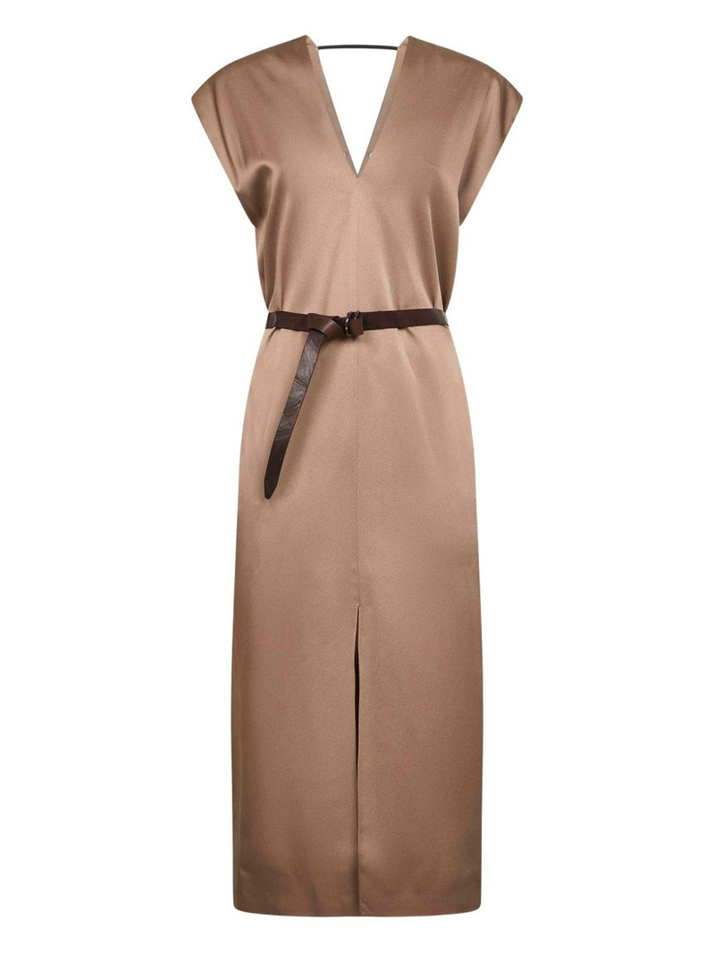 V-neck belted midi dress 1