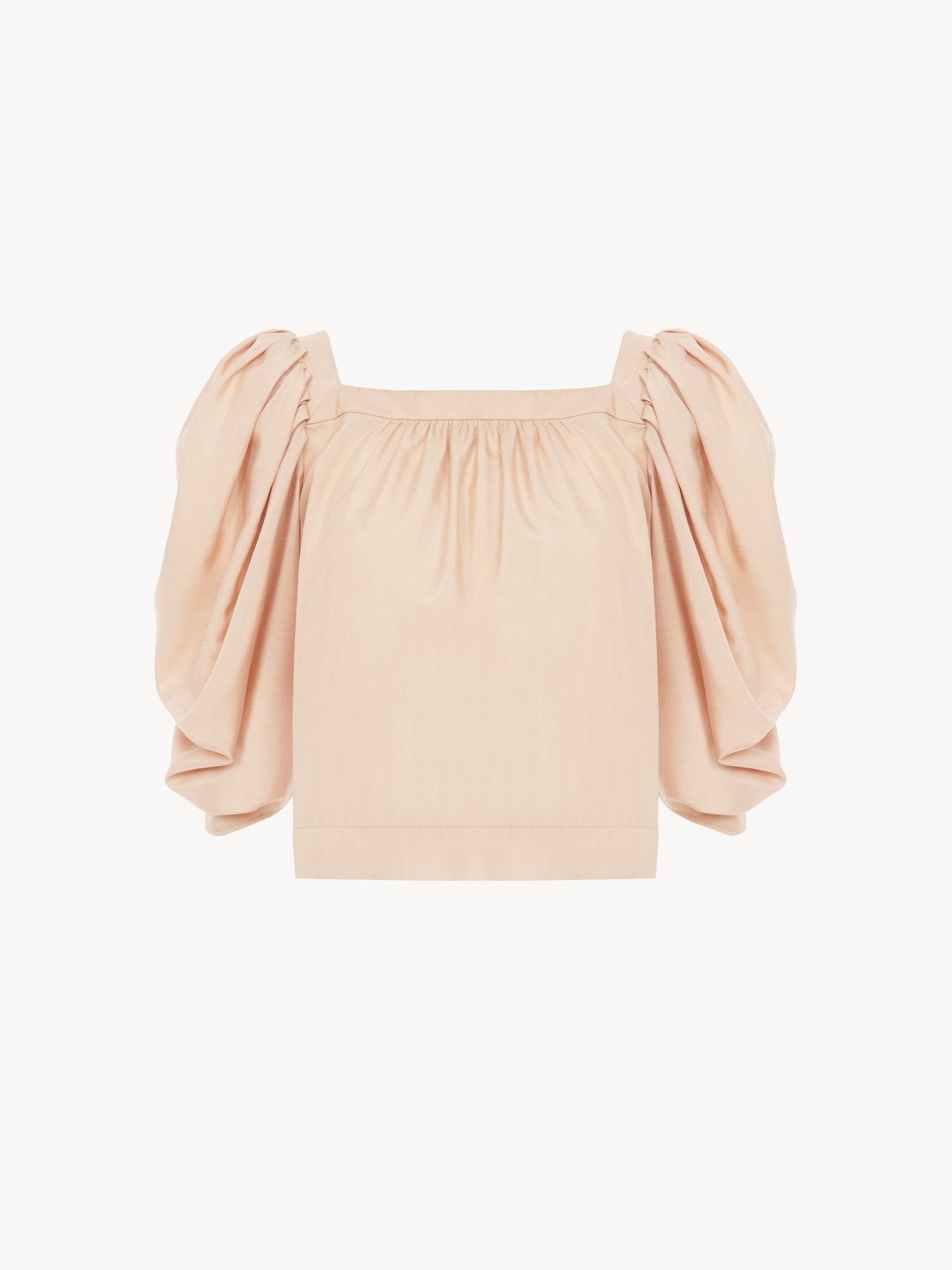 PUFF-SLEEVE PLEATED TOP IN SILK POPLIN - 2