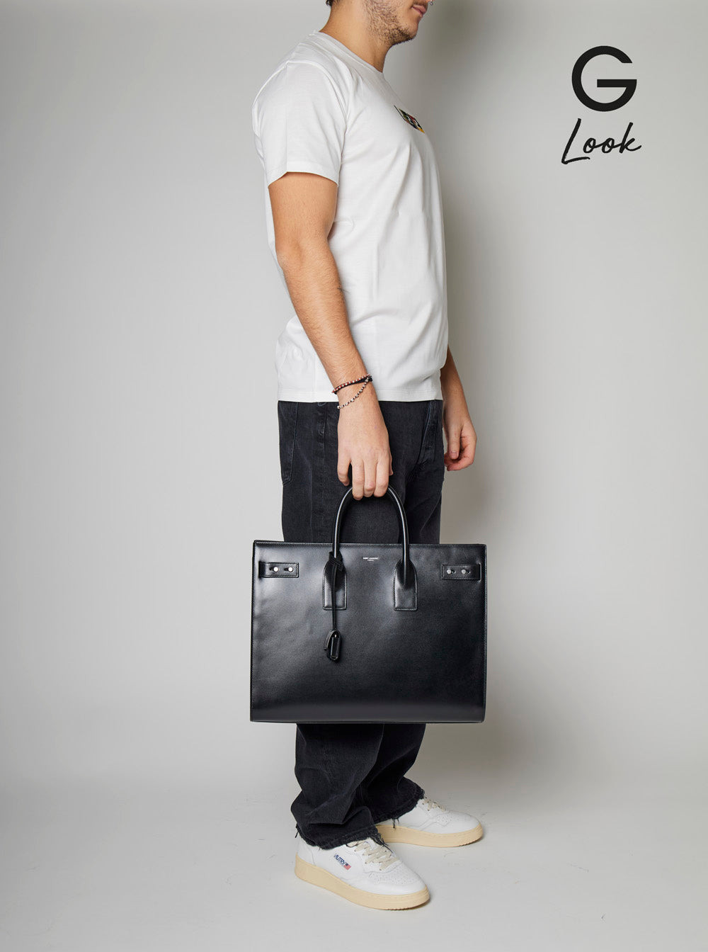 Saint Laurent Men Black Handbag With Adjustable And Removable Shoulder Strap In Leather Man - 6