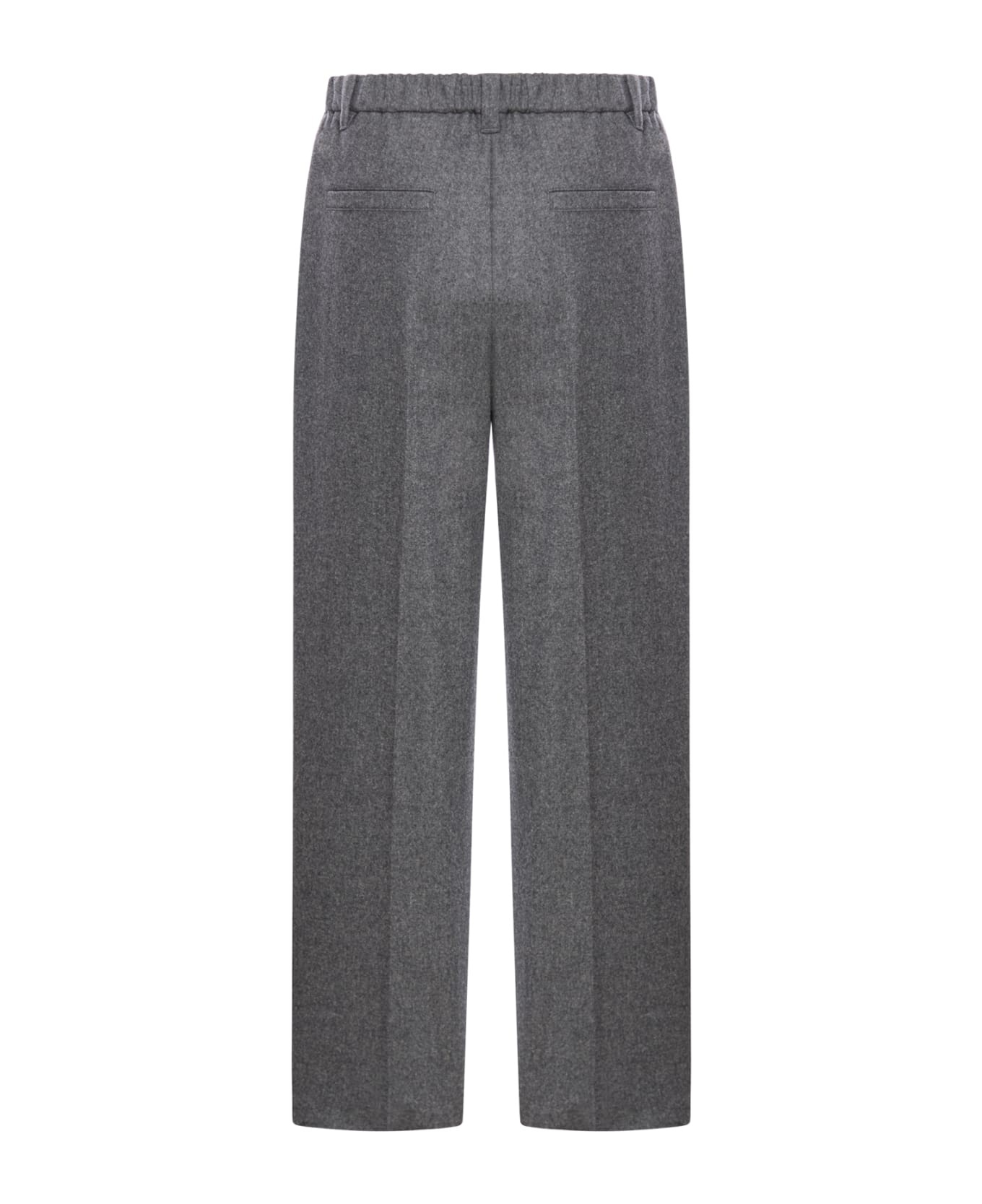 Grey Pants With Elastic Waistband In Wool And Cashmere Woman - 2