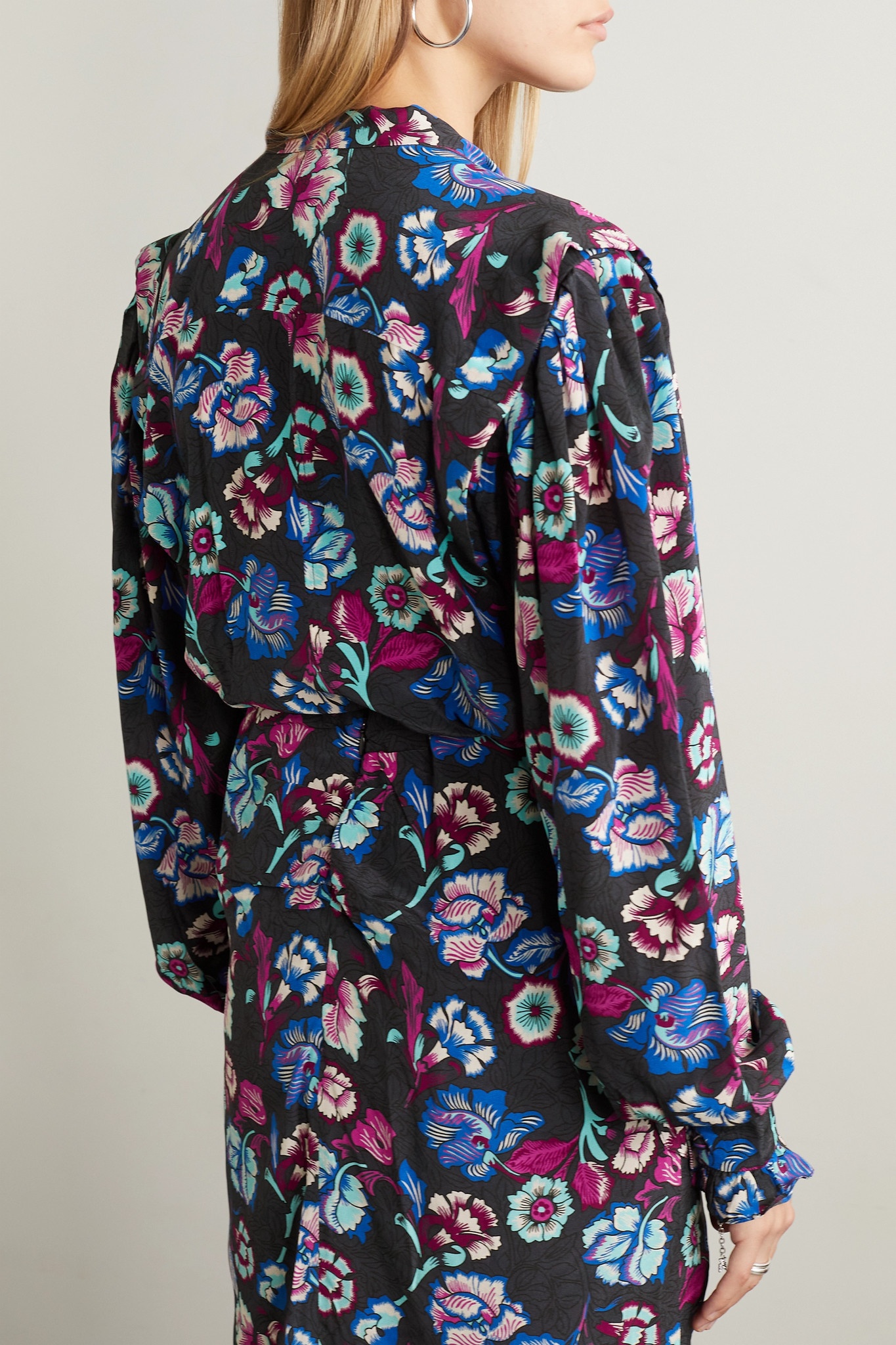 Vanessa ruffled floral-print silk crepe de chine shirt - 4