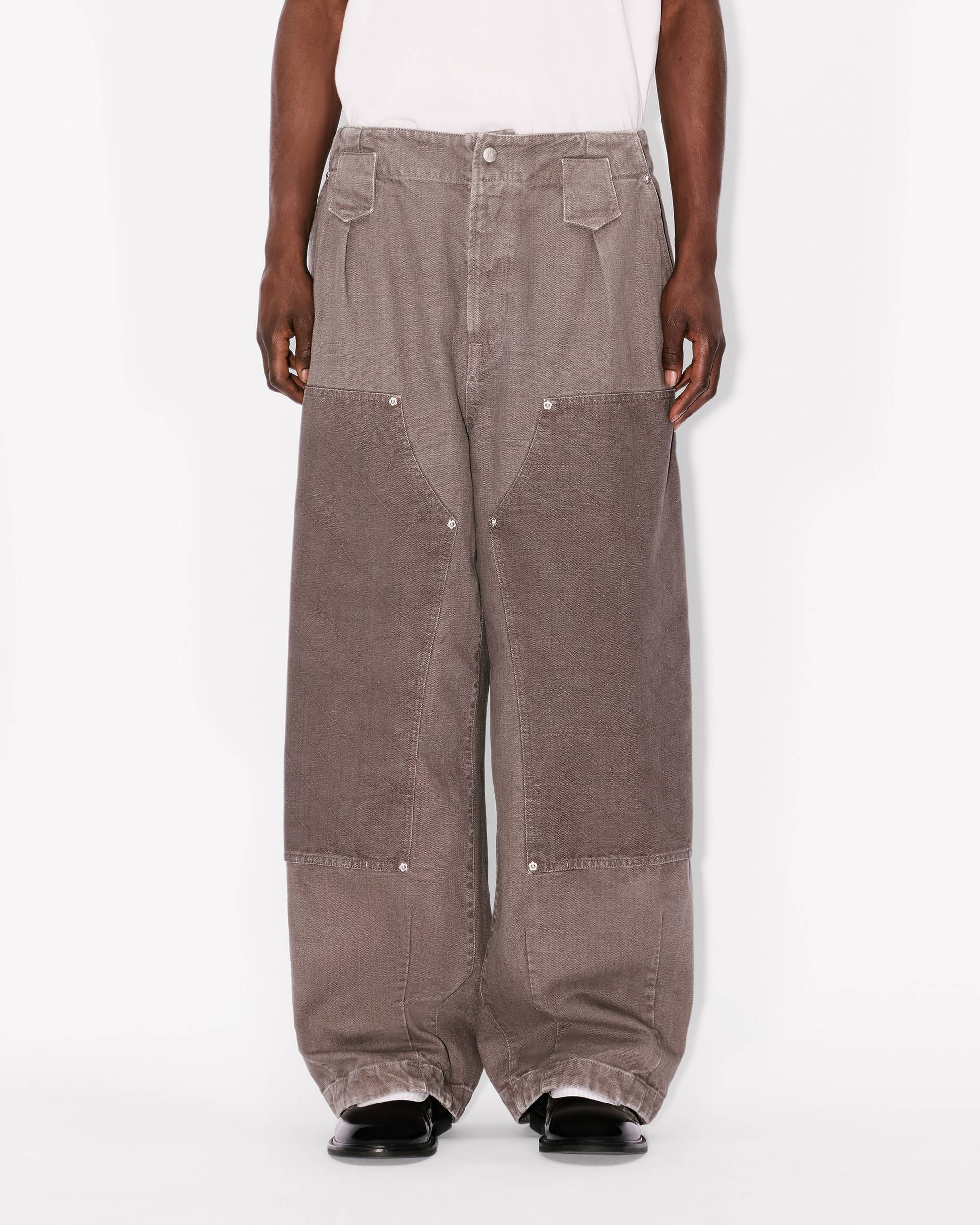 'KENZO Weave' double knee pants in washed cotton - 4