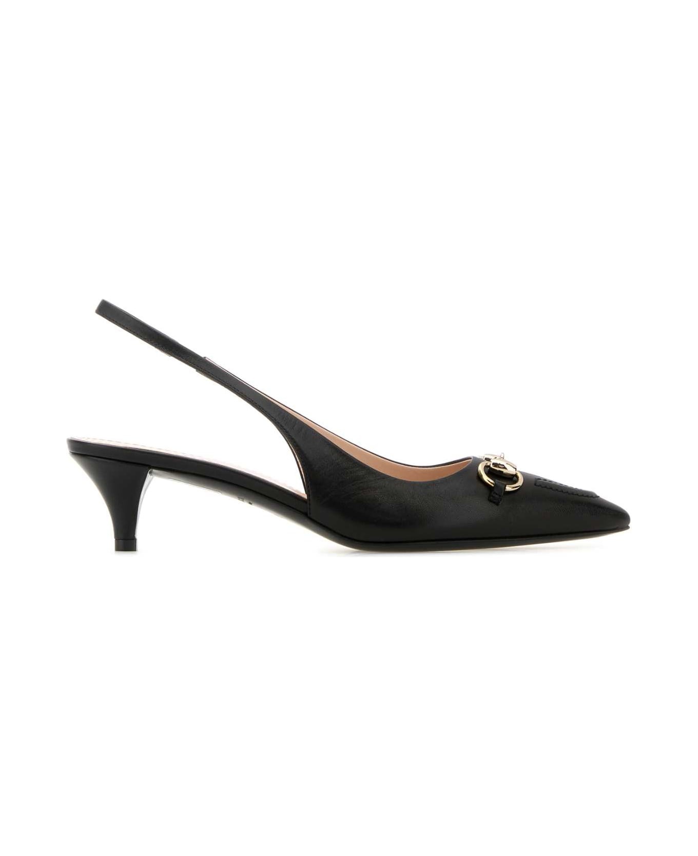 Black Leather Pumps - 1