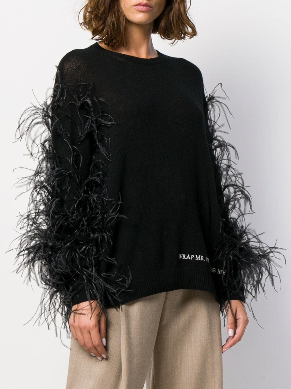 "Wrap Me. Free Me. See Me" feathered jumper - 3