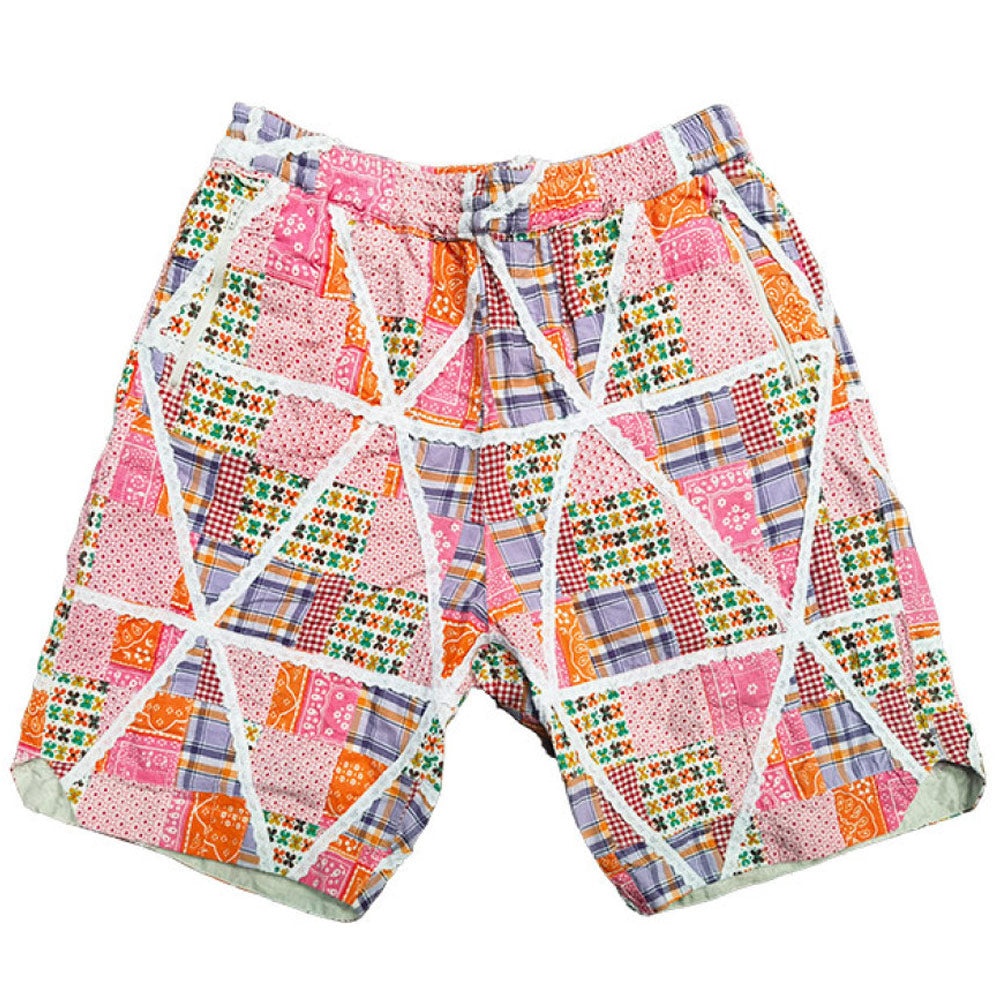 BB Shorts 'Orange Cotton Lace Patchwork' - 1