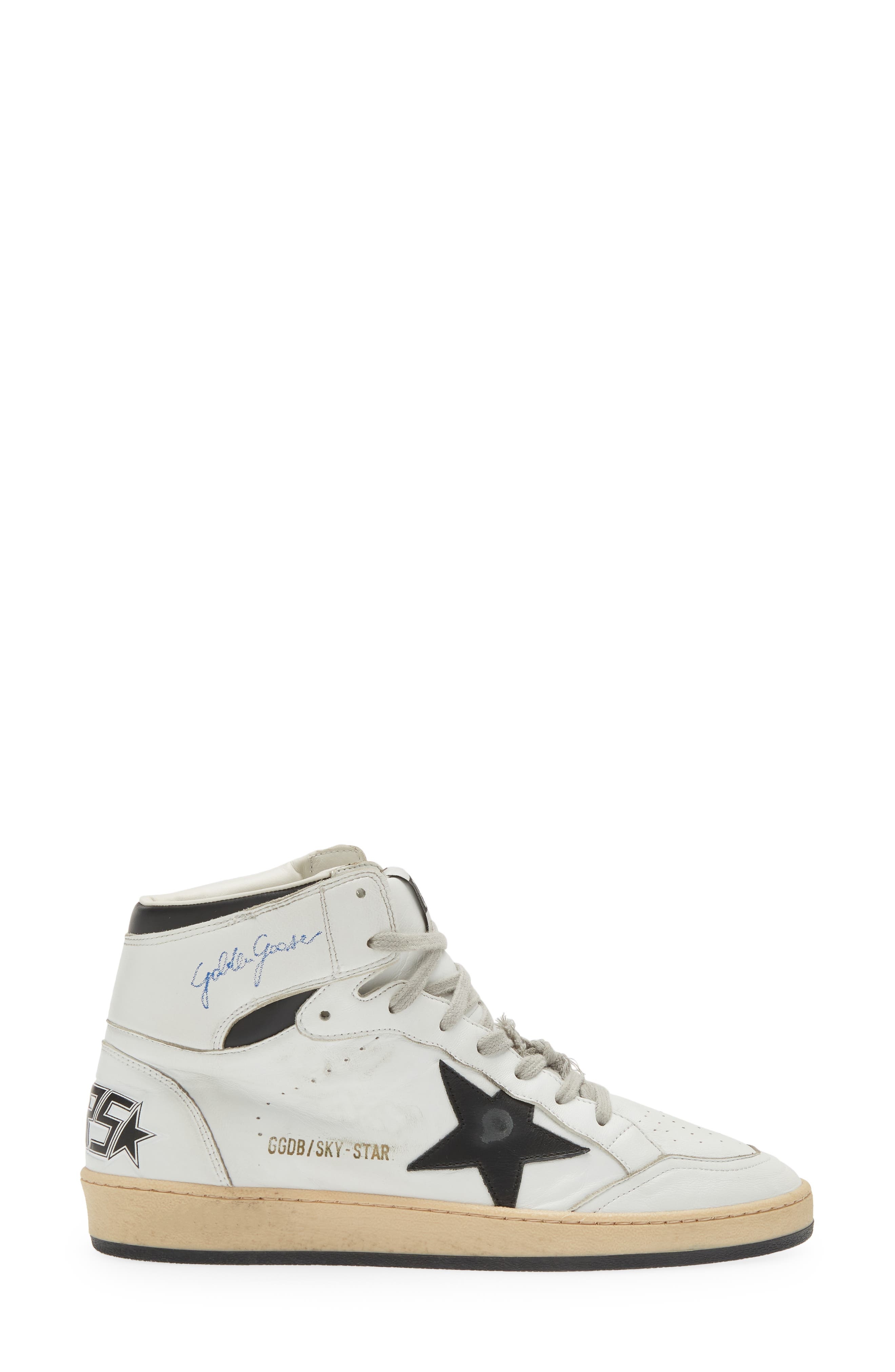Golden Goose Sky-Star High Top Sneaker in White/Black 10283 at Nordstrom - 3