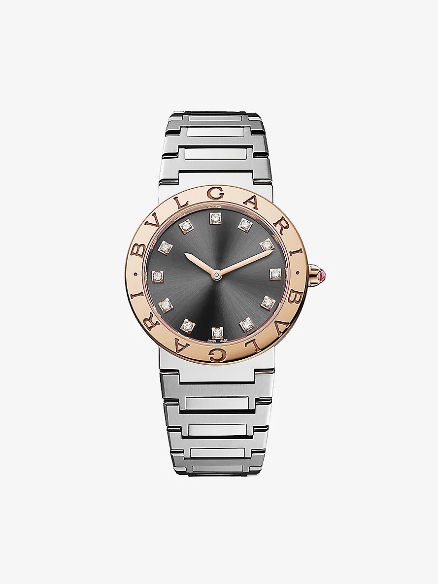 103757 BVLGARI BVLGARI stainless-steel, 18ct rose-gold and diamond quartz watch - 1