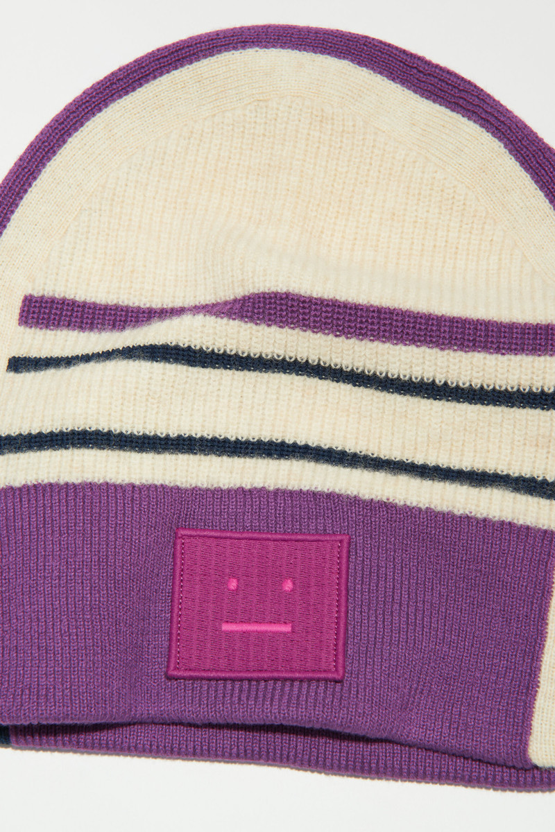 Large Face patch beanie - Oatmeal melange 4