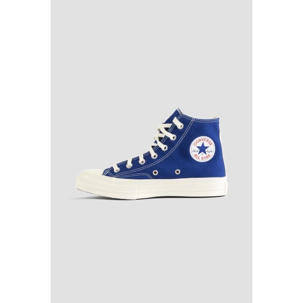 BLUE CANVAS HIGH-TOP SNEAKERS WITH CDG HEART LOGO - 4