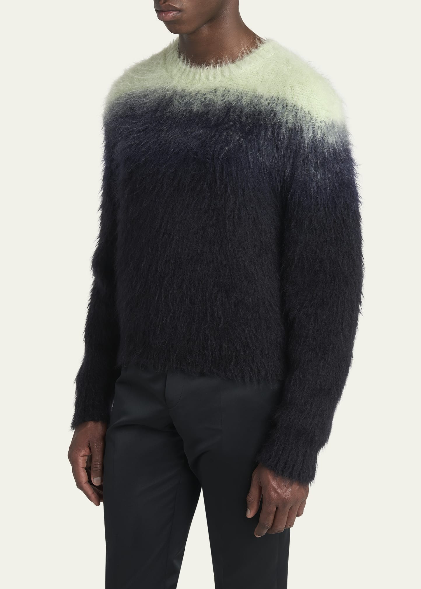 Men's Brushed Mohair Degrade Crewneck Sweater - 4