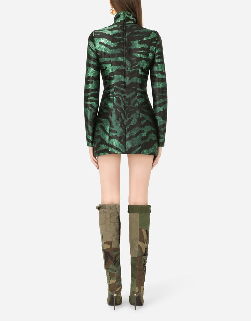 Short tiger-design lamé jacquard dress 3