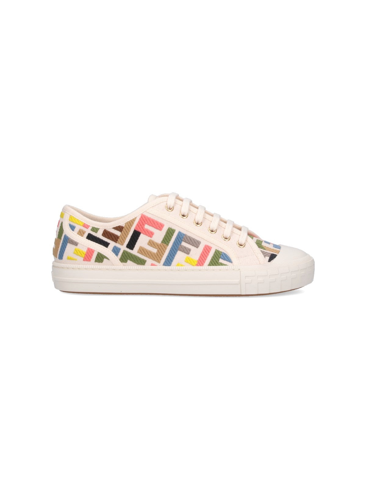FENDI FENDI DOMINO MULTICOLOR CANVAS LOW-TOP