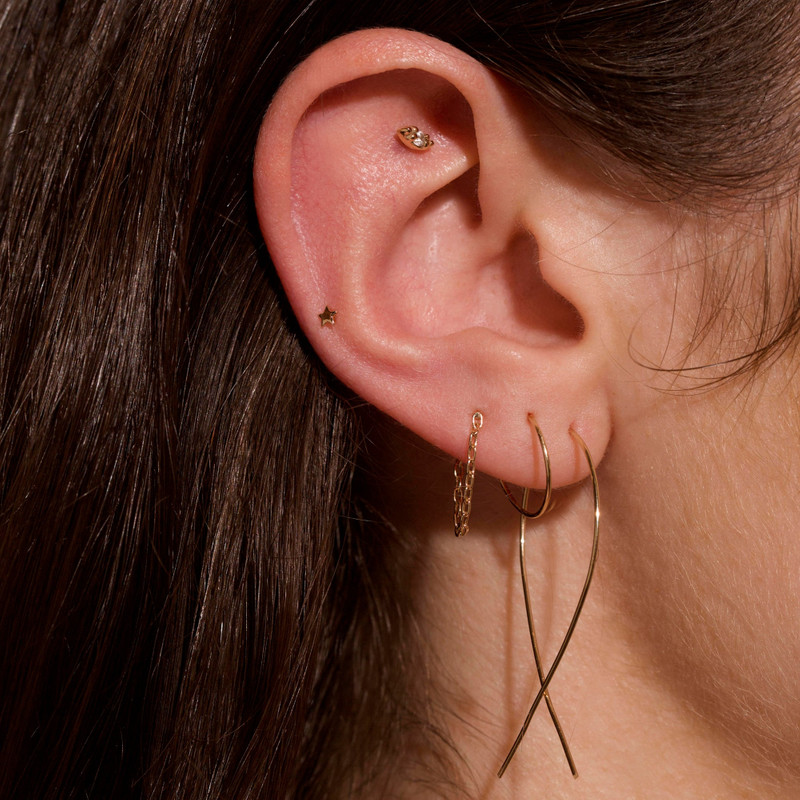 Gold Front To Back Chain Earring 12