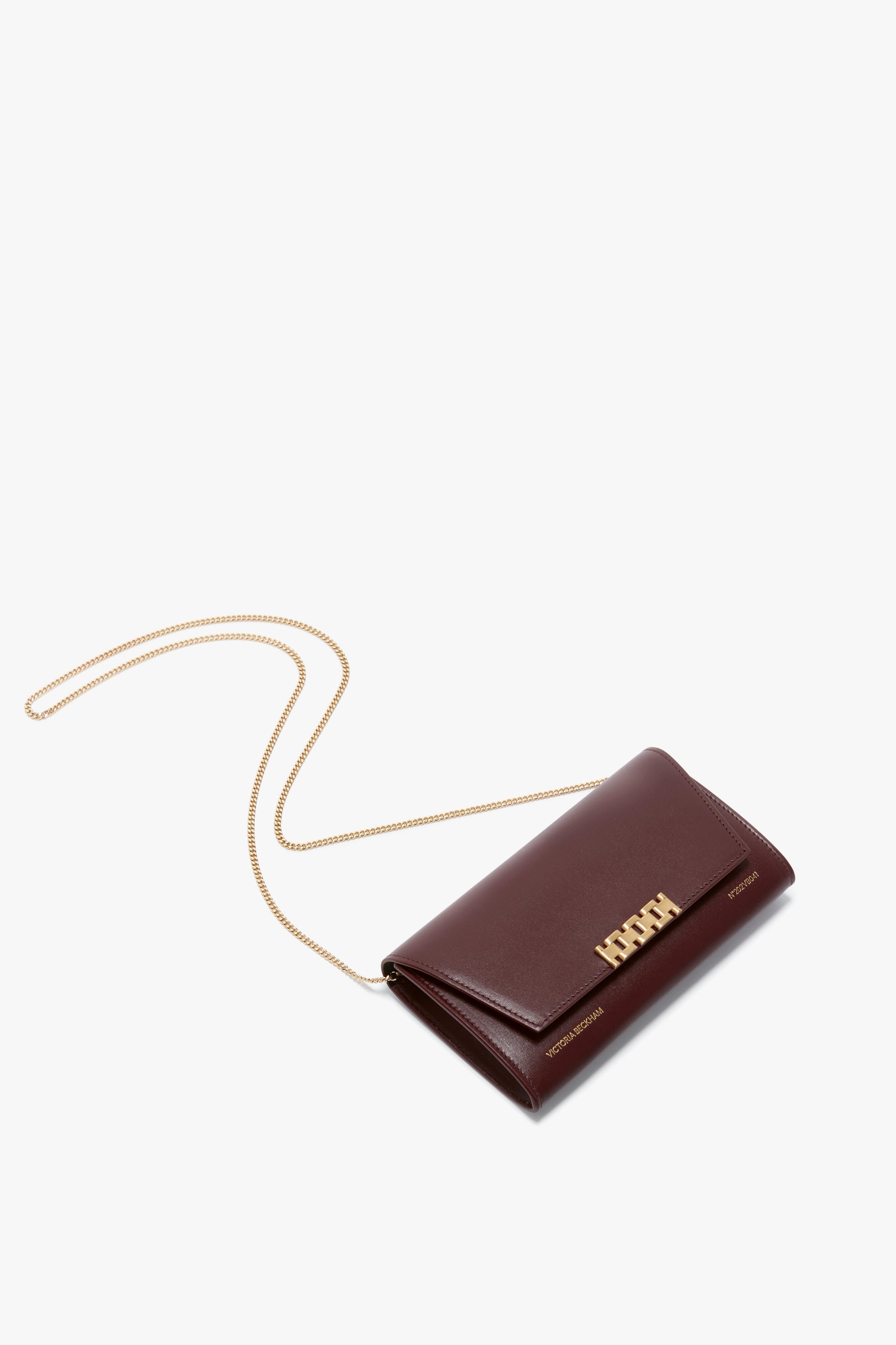 Wallet On Chain In Burgundy Leather - 6