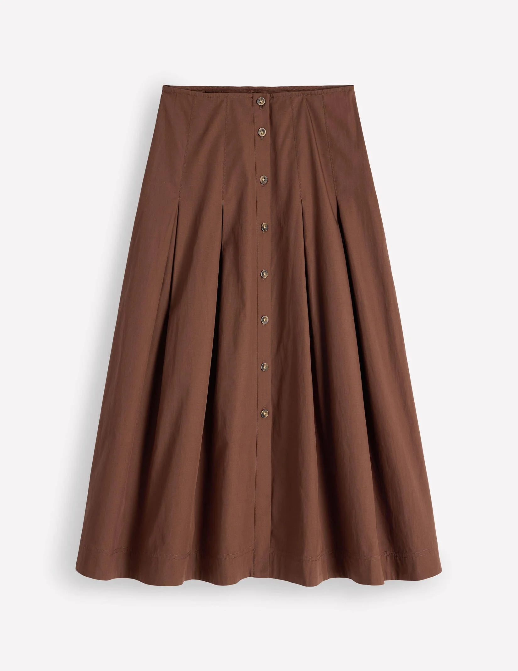 High Waist Pleated Skirt-Raw Umber - 1