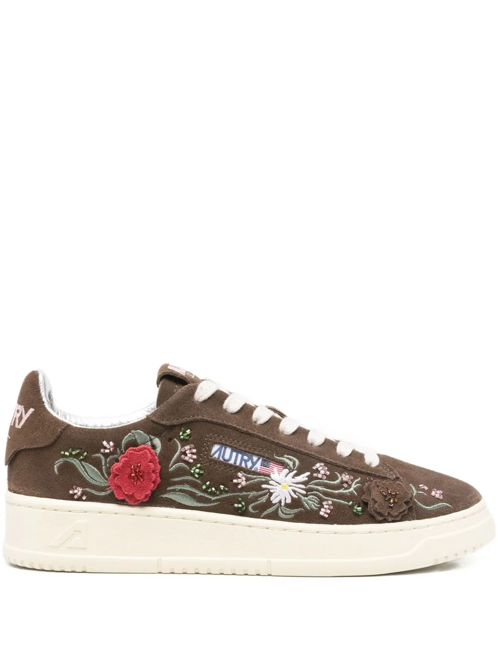 floral-appliqué sneakers - 1