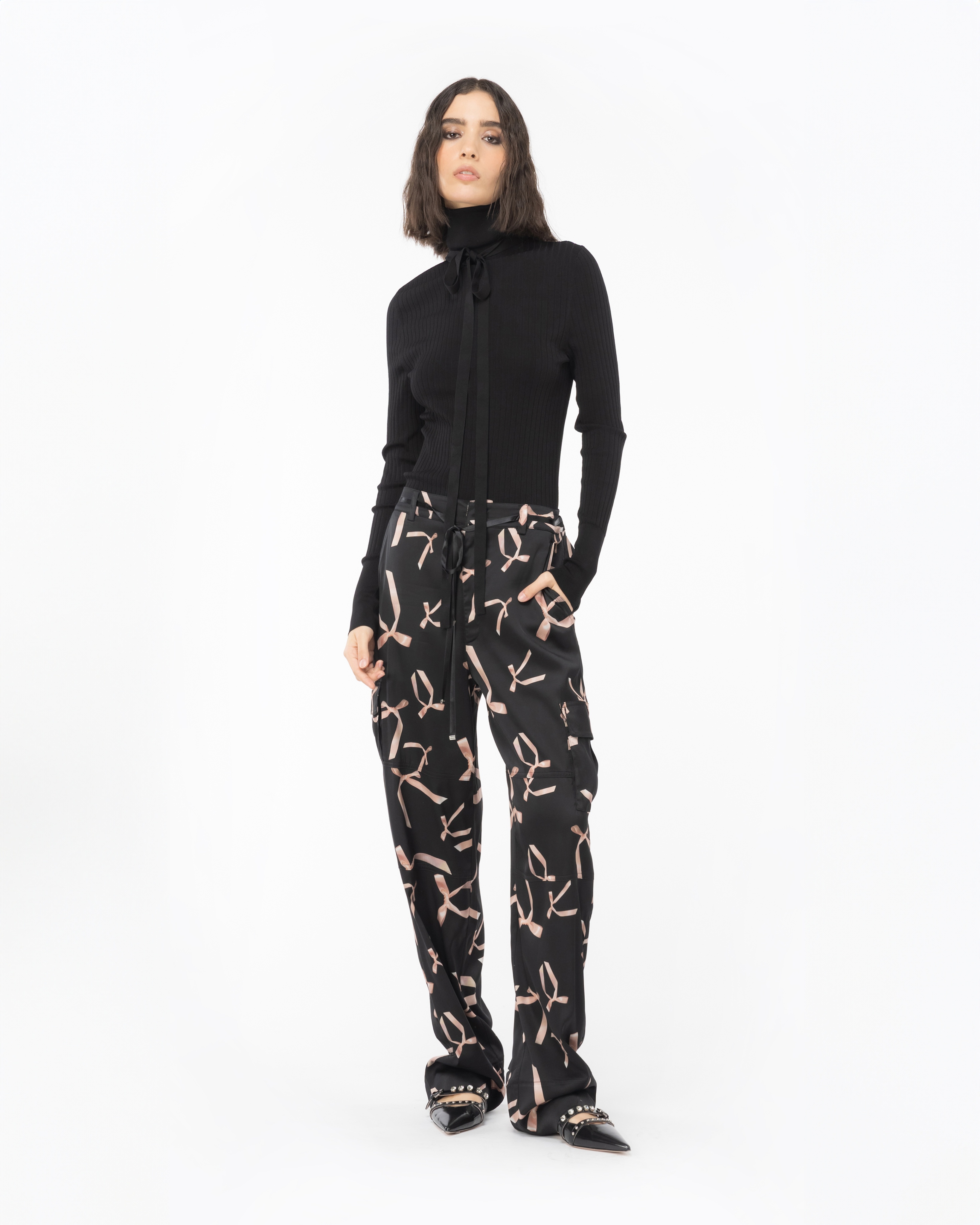 PINKO REIMAGINE BOW-PRINT CARGO TROUSERS BY PATRICK MCDOWELL - 2