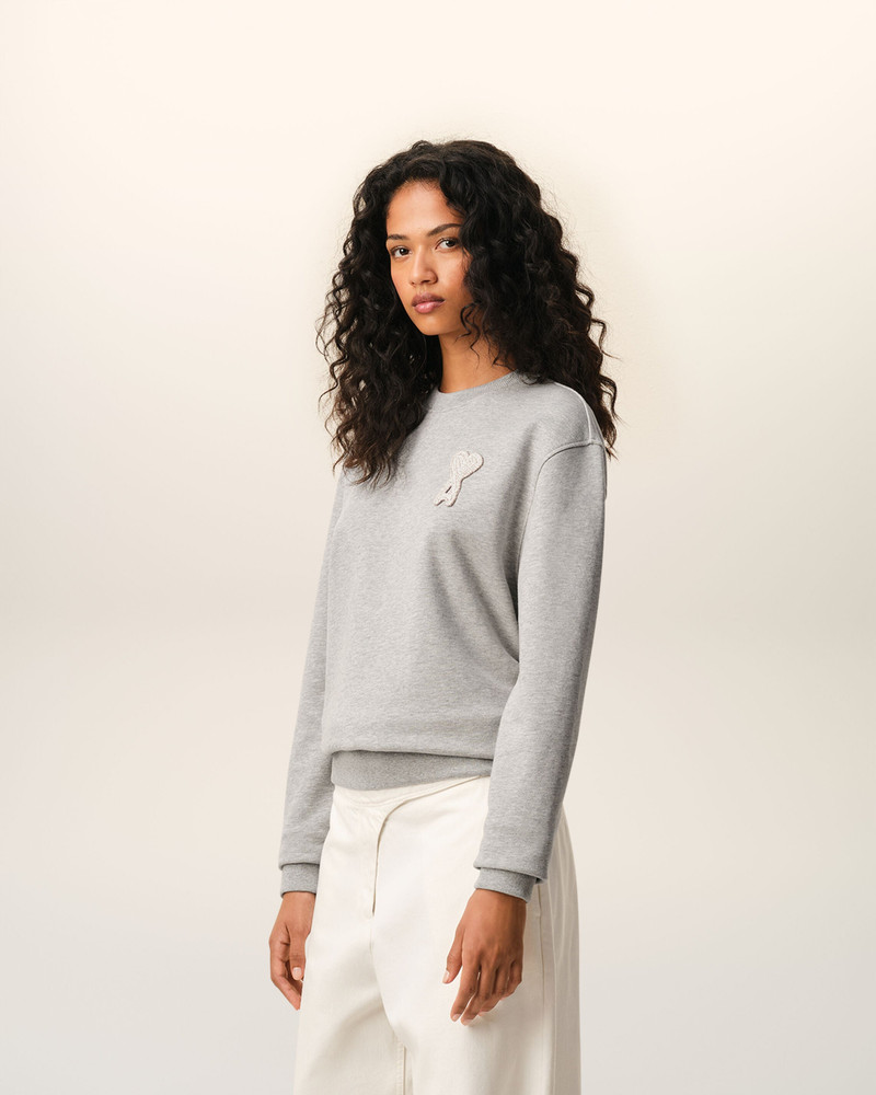 GREY COTTON KNITTED AMI DE COEUR SWEATSHIRT 6