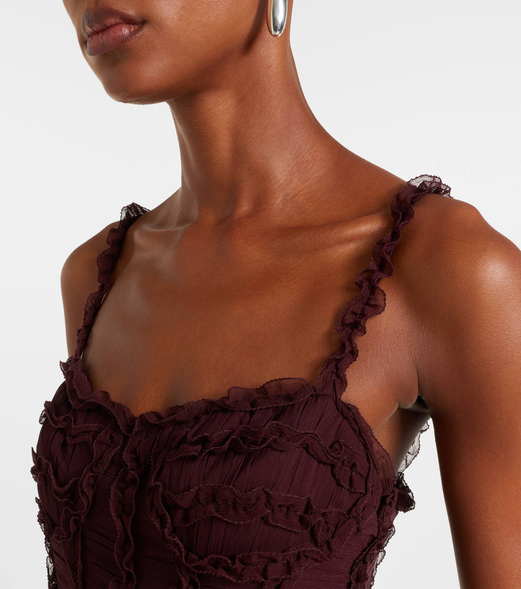 Talitha ruffled silk chiffon midi dress - 4