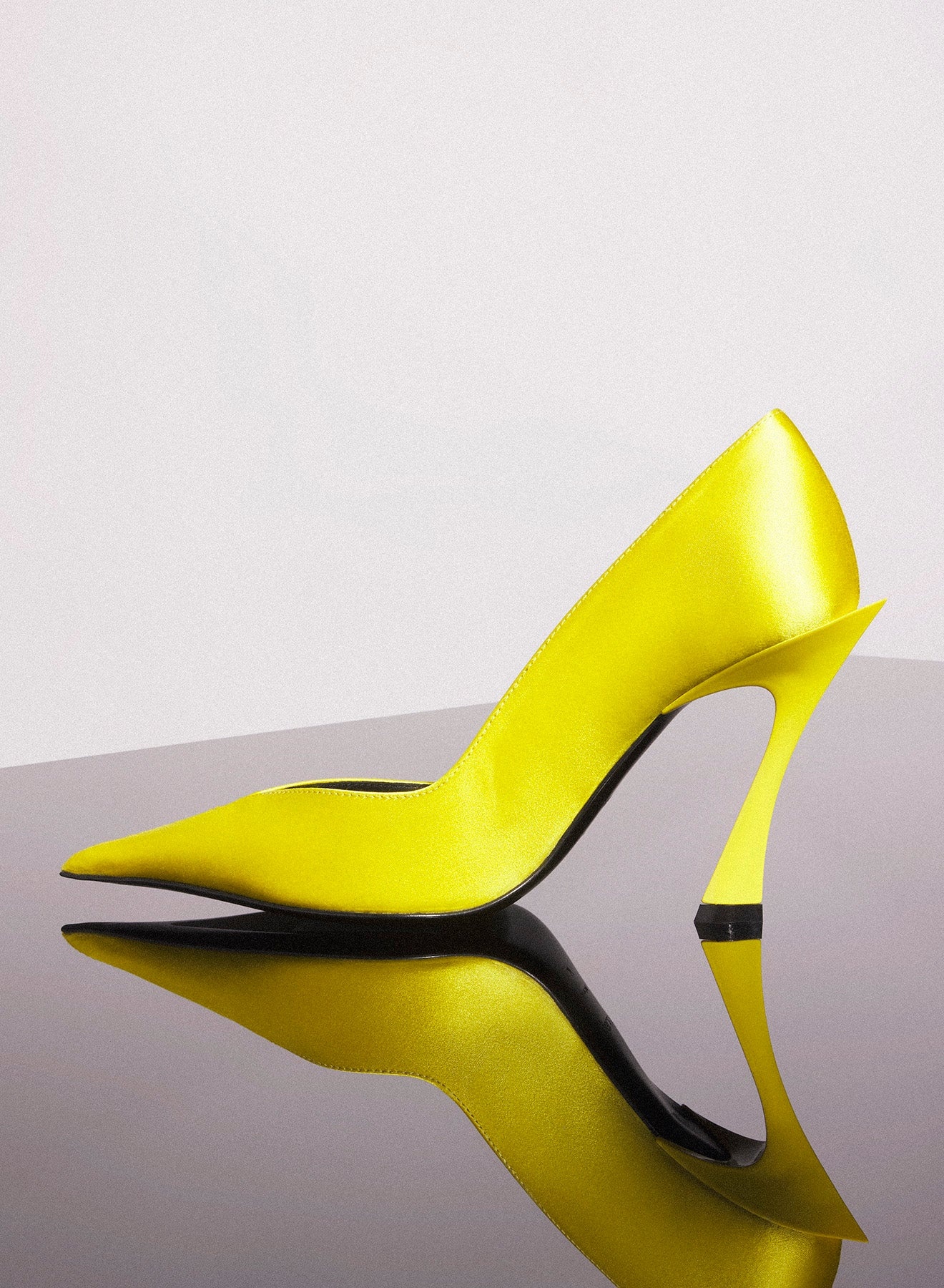 yellow leather fang 95 satin pump - 2