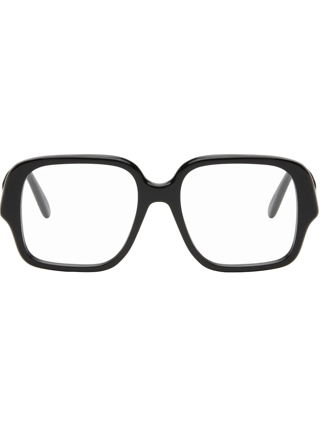 Black Large Square Text Logo Glasses - 1
