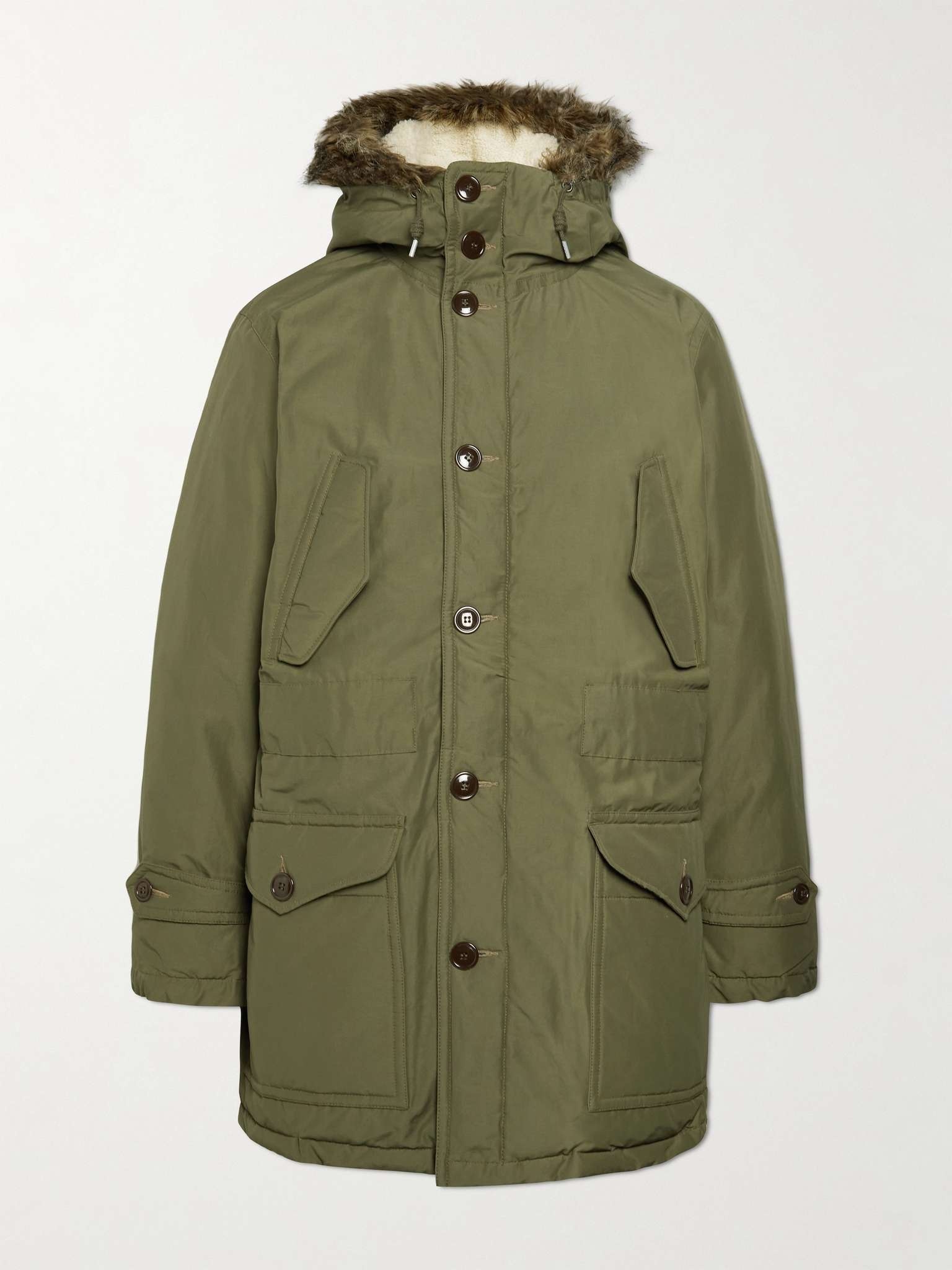 Faux Fur-Trimmed Waxed Cotton-Blend Hooded Parka - 1