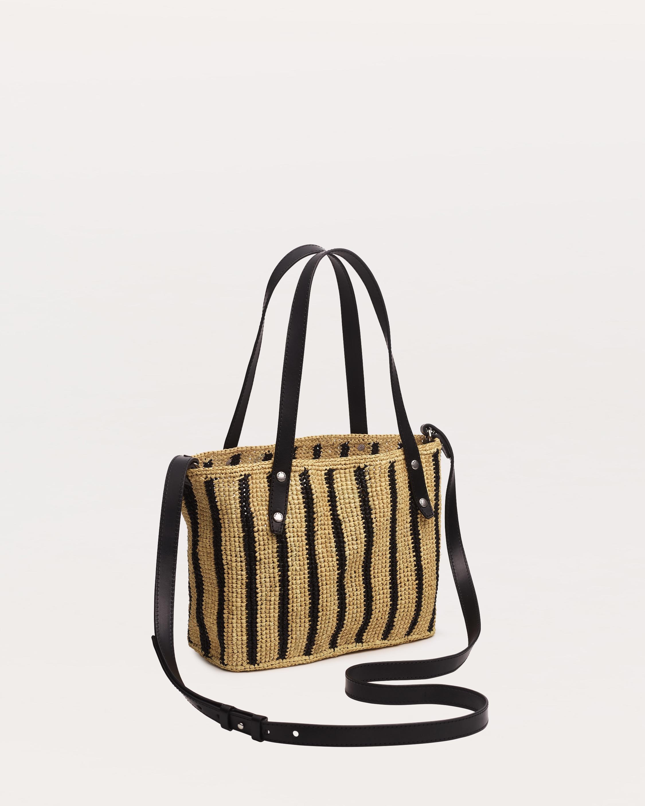 Small Striped Straw Tote Bag - 2