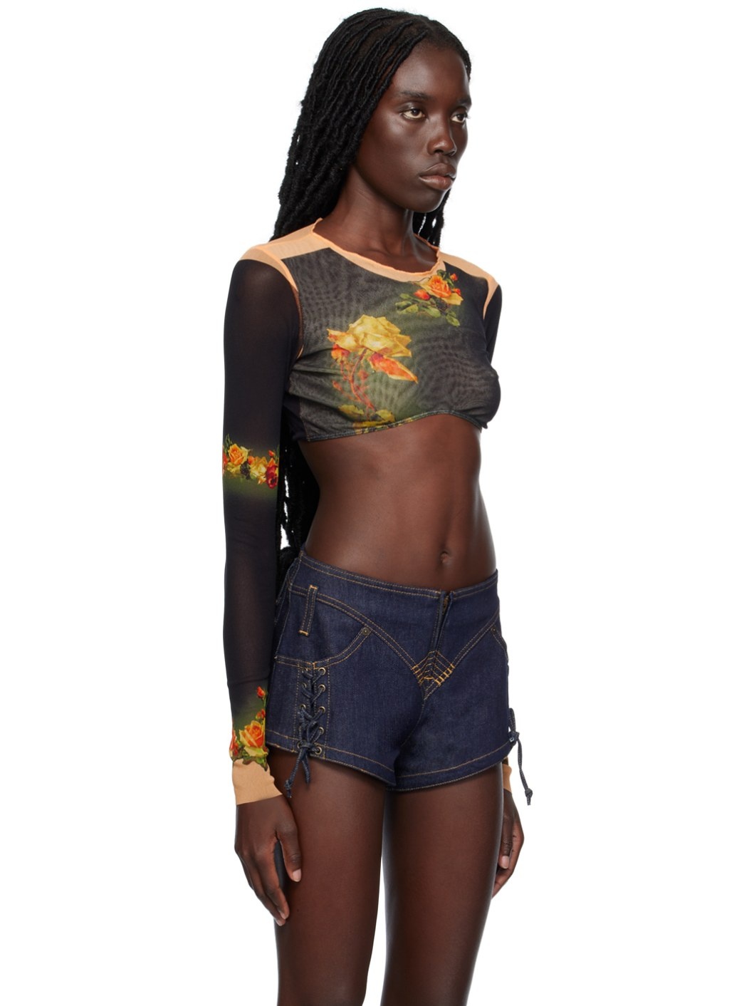 Black & Orange 'The Fleurs Petit Grand' T-Shirt - 2