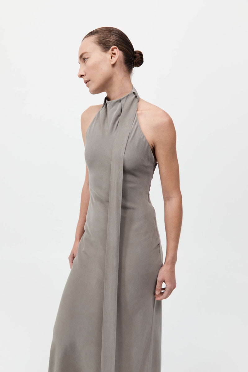 Bias Scarf Dress - Slate - 3