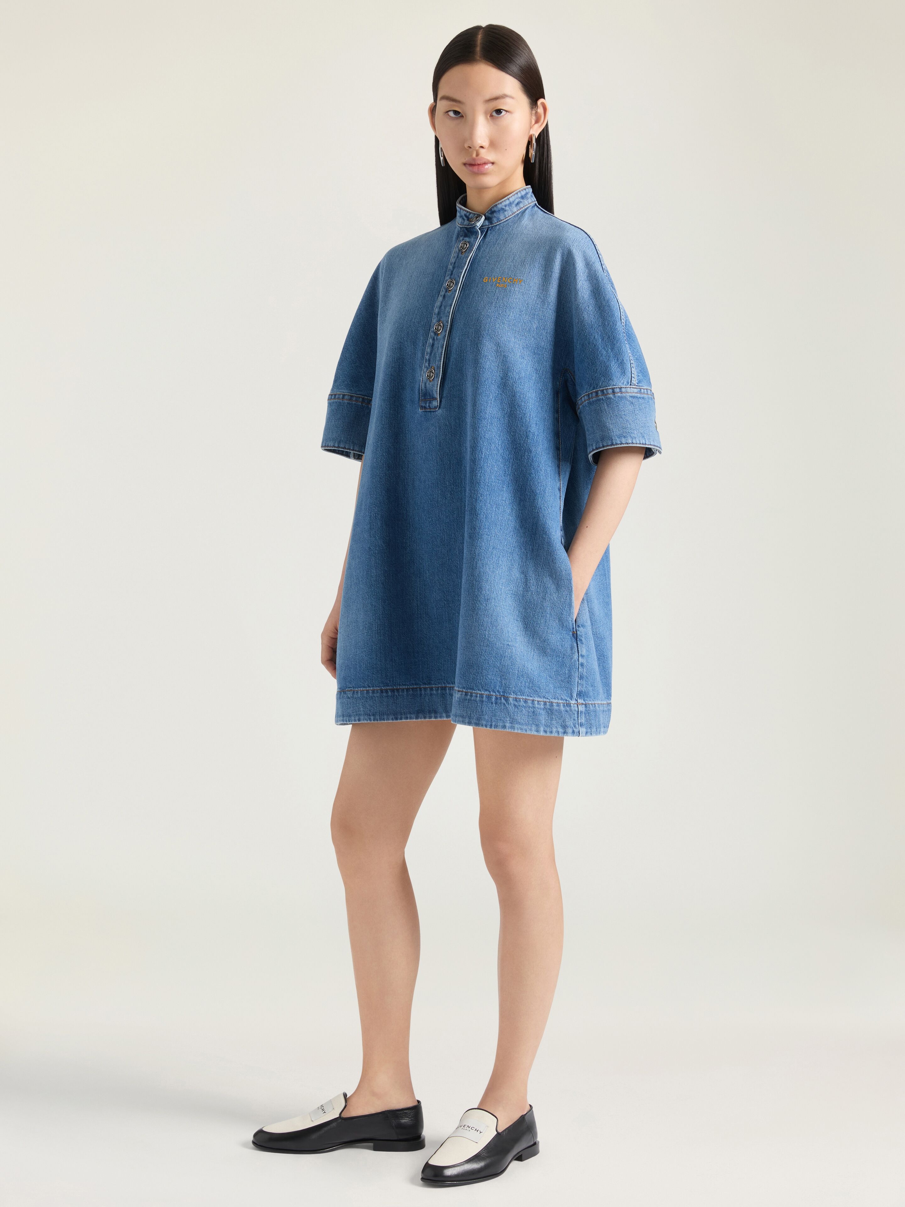 SHIRT DRESS IN WASHED DENIM - 3