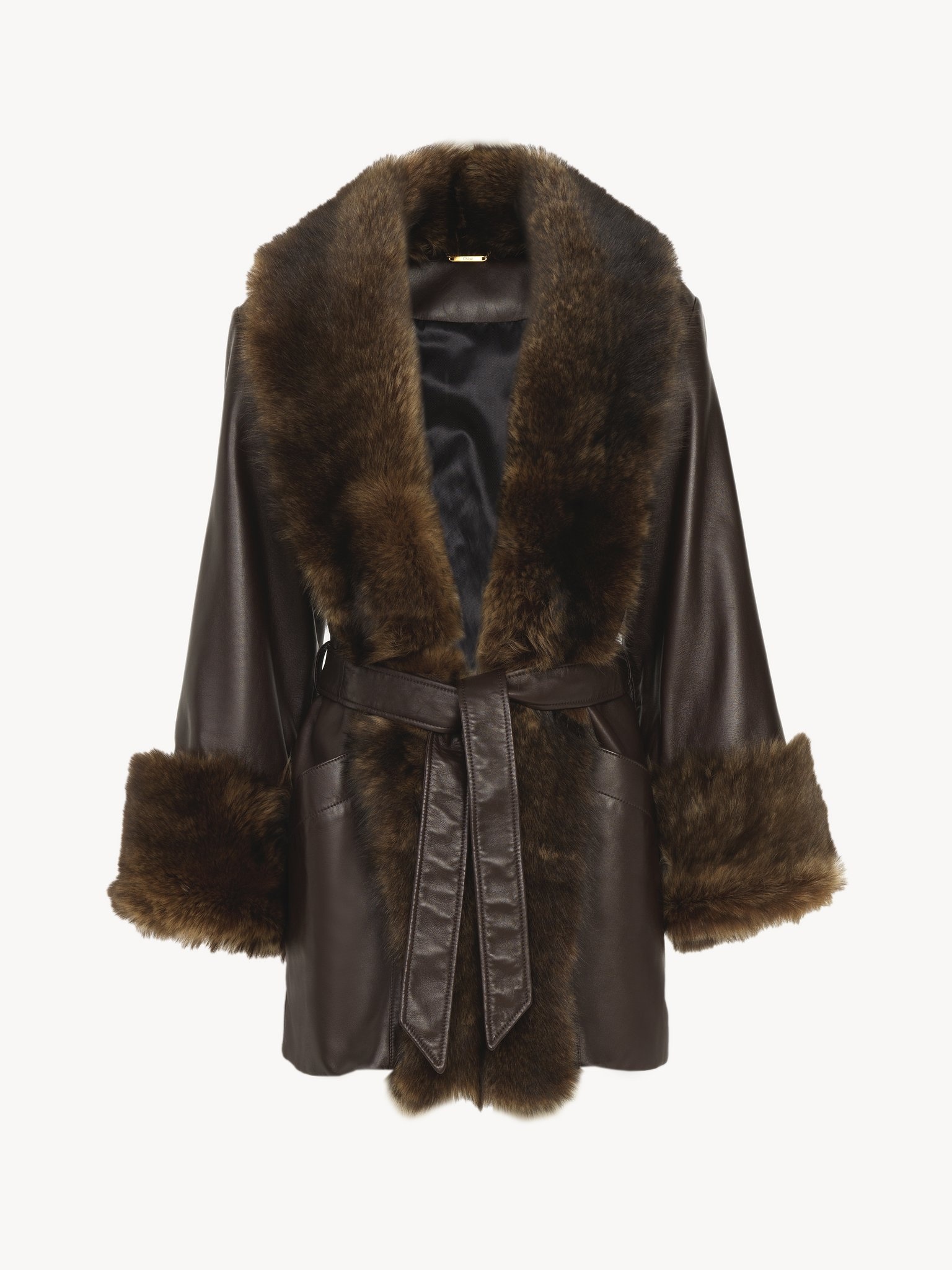 BELTED OVERSIZED COAT IN LEATHER - 2