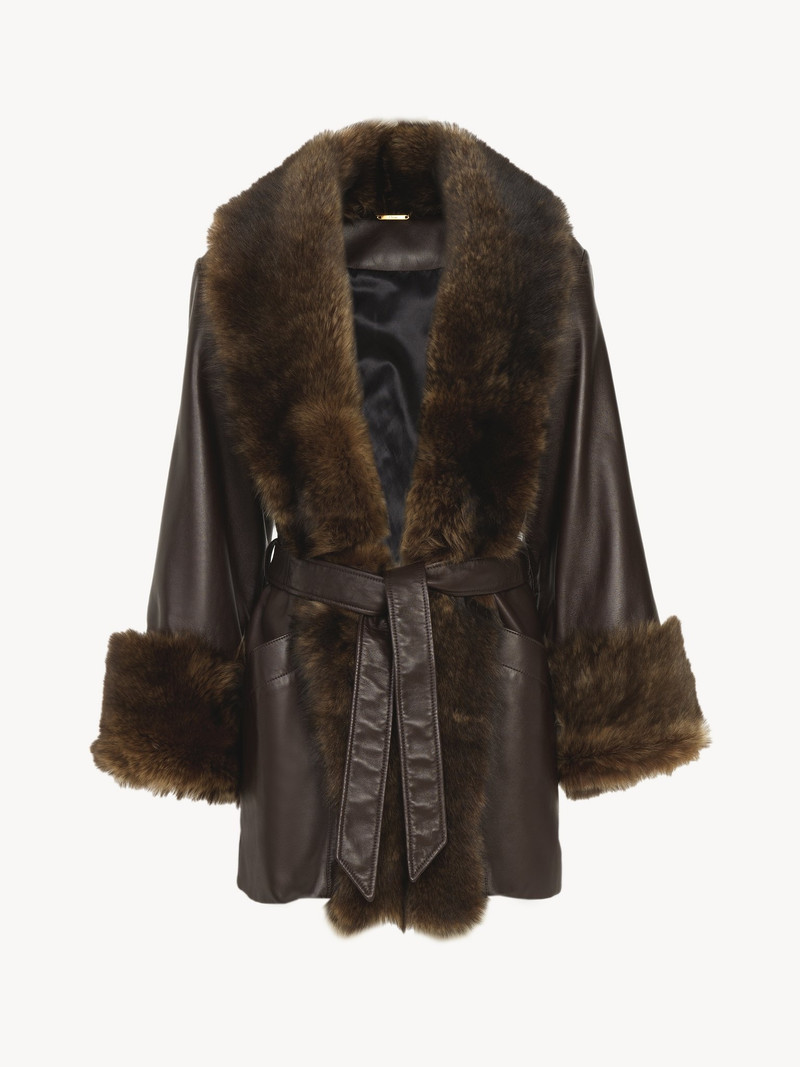Chloé BELTED OVERSIZED COAT IN LEATHER outlook