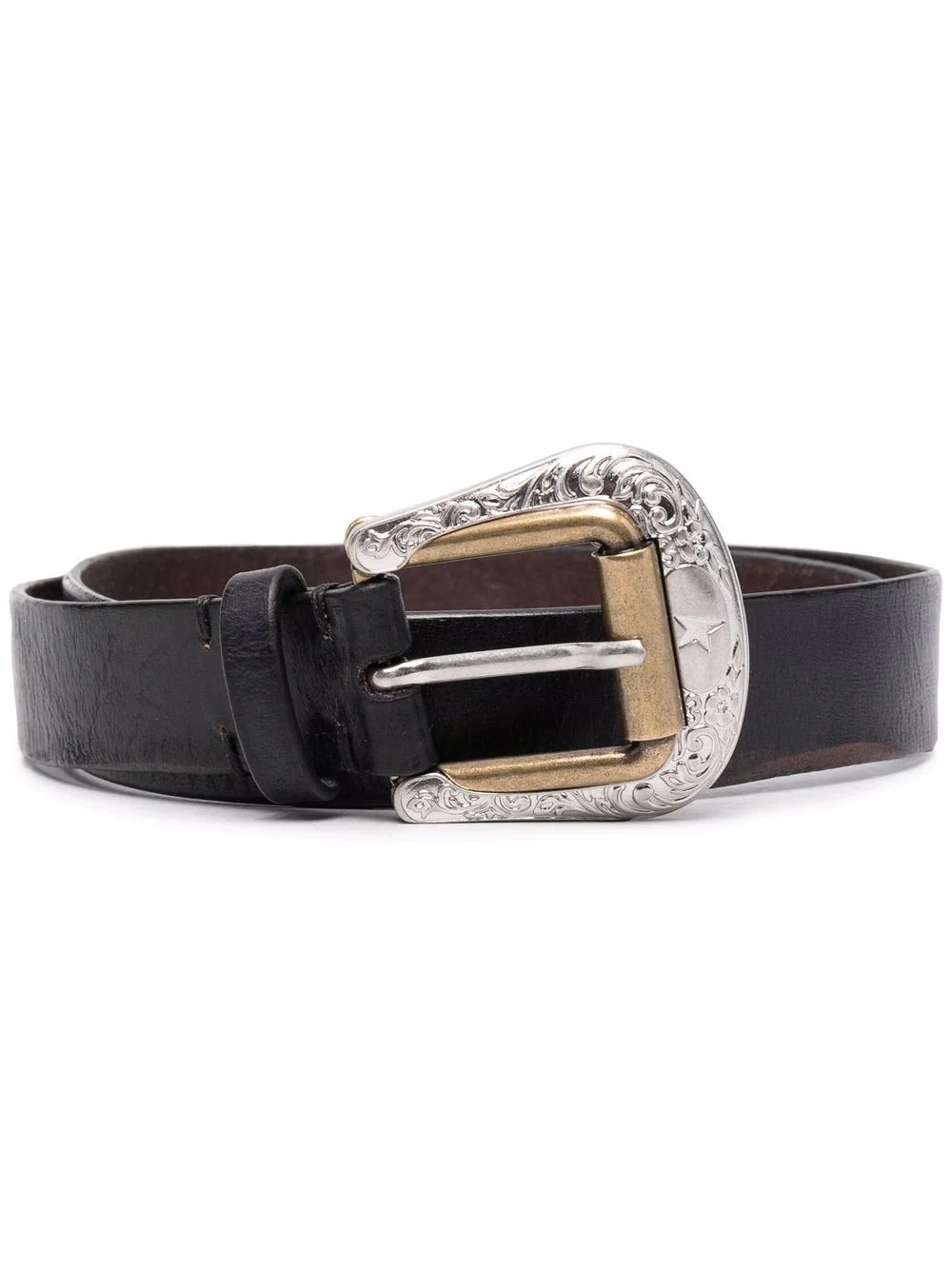 embossed-buckle belt - 1