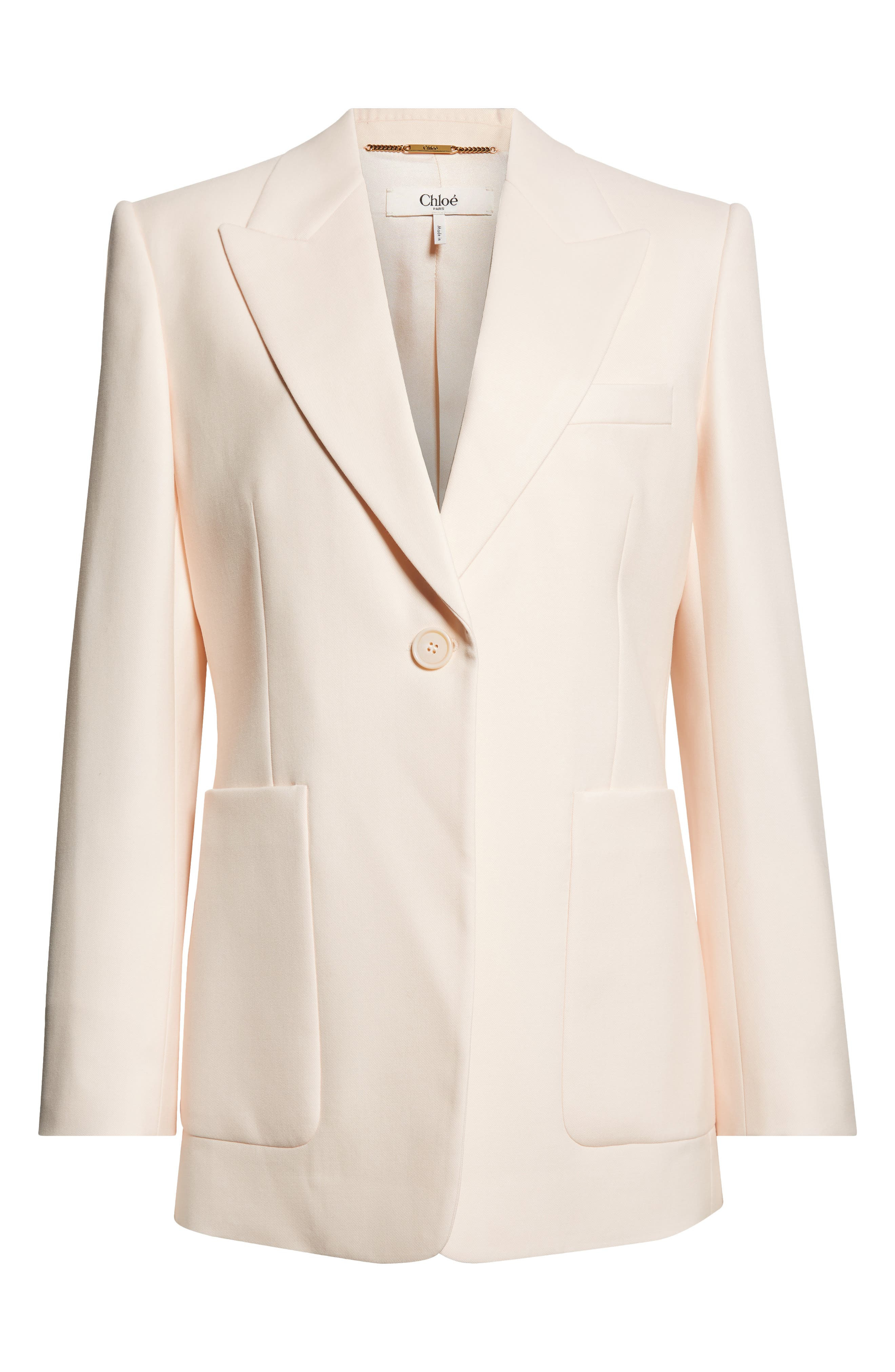 Chloé One-Button Virgin Wool Gabardine Blazer in Biscuit Pink at Nordstrom - 7