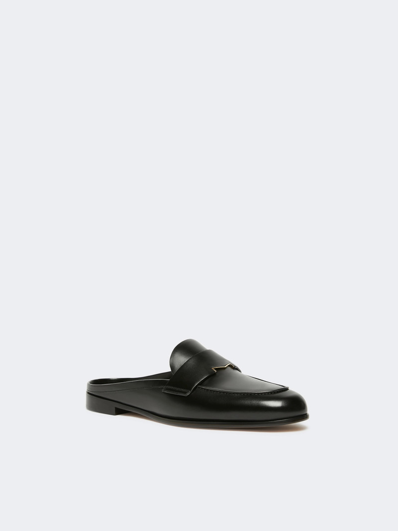 Max Mara REGENTSABOT Smooth leather mule moccasins - BLACK outlook