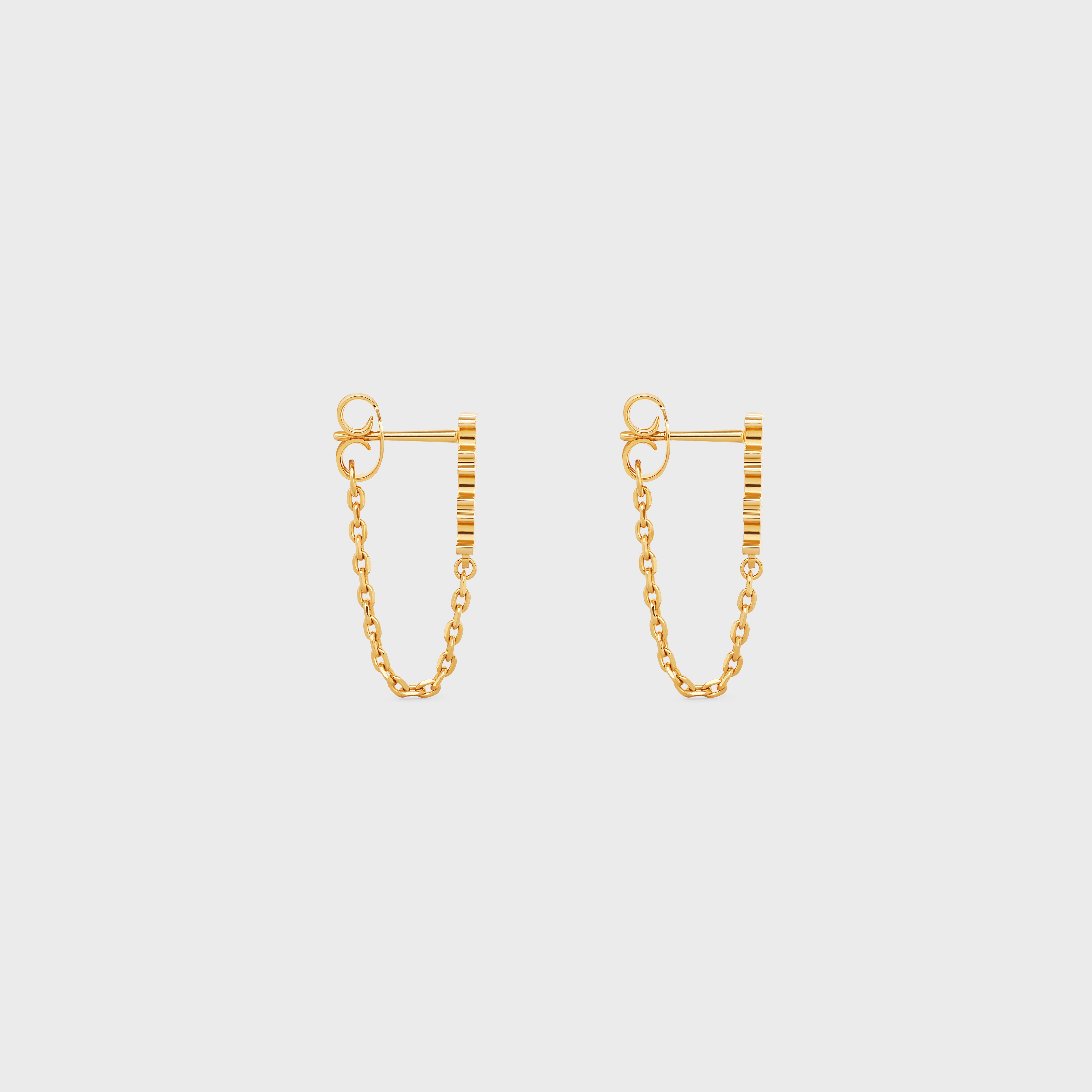 Triomphe Chain Earrings in Brass with Gold Finish - 3