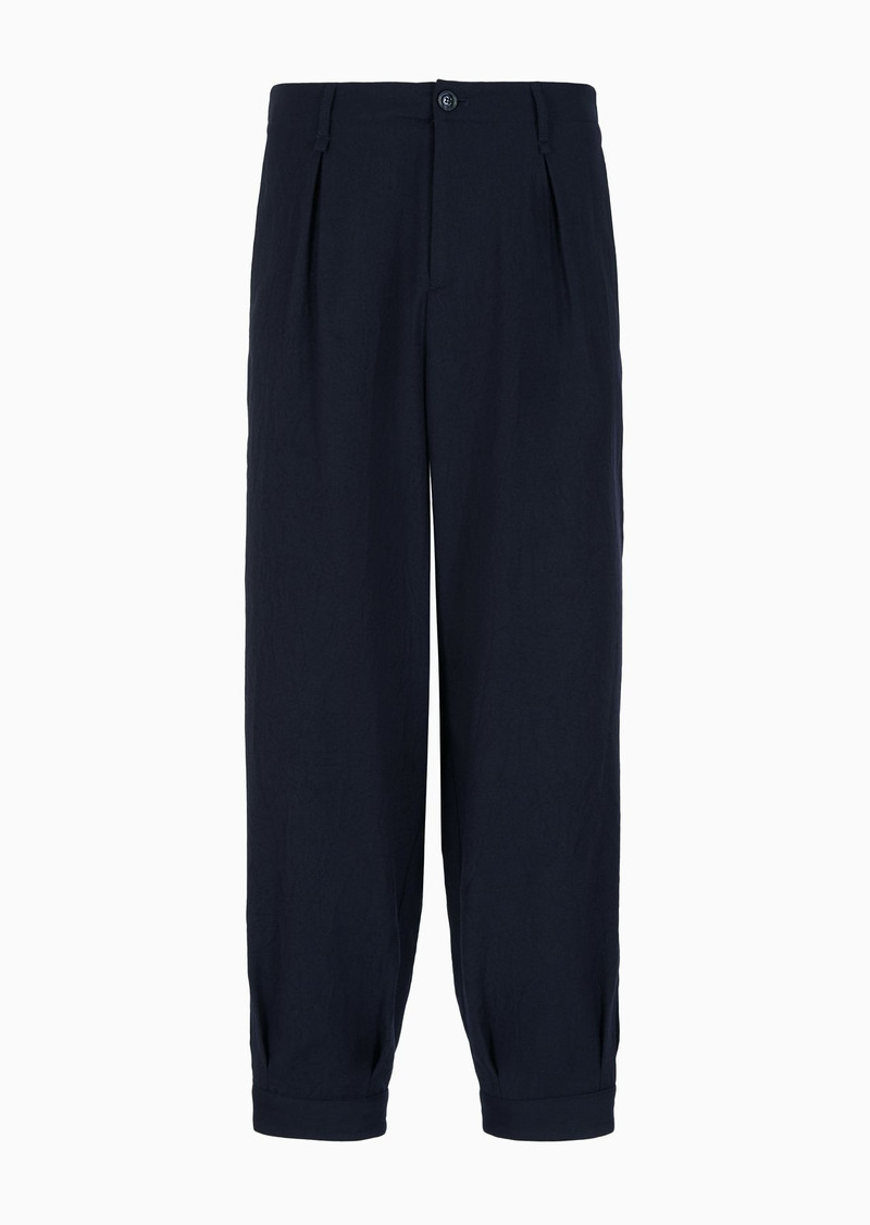 Single-darted, crinkled wool flannel trousers 1