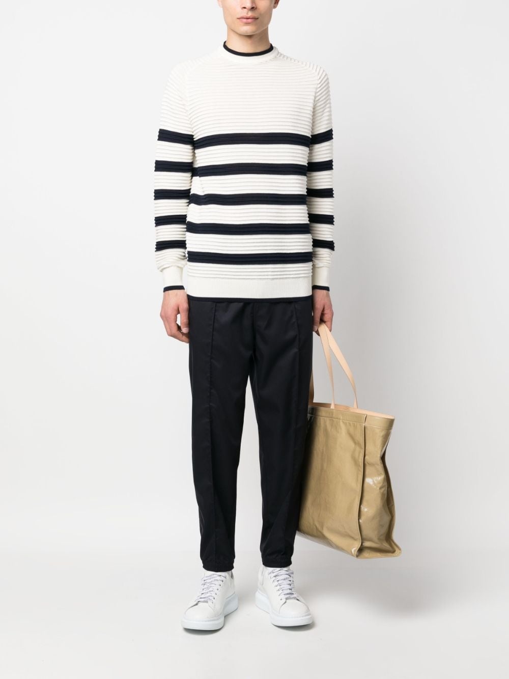 striped ribbed-knit sweatshirt - 2
